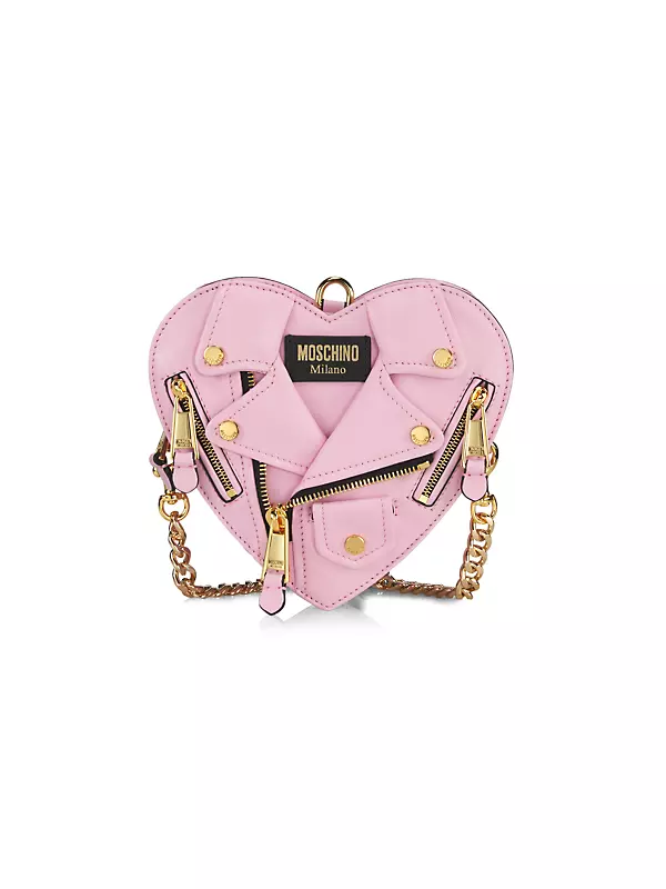 Moschino Heart-Shaped Biker Crossbody Bag - Pink