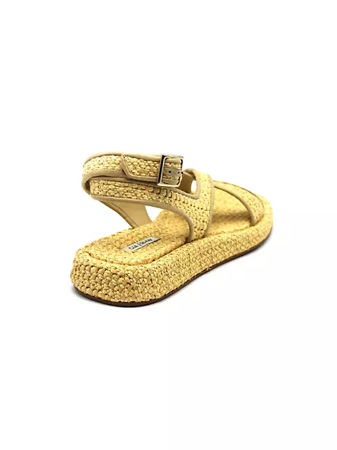 GIA Borghini Women's Woven Raffia Flat Ankle-Strap Sport Sandals - Natural Raffia - Size 7