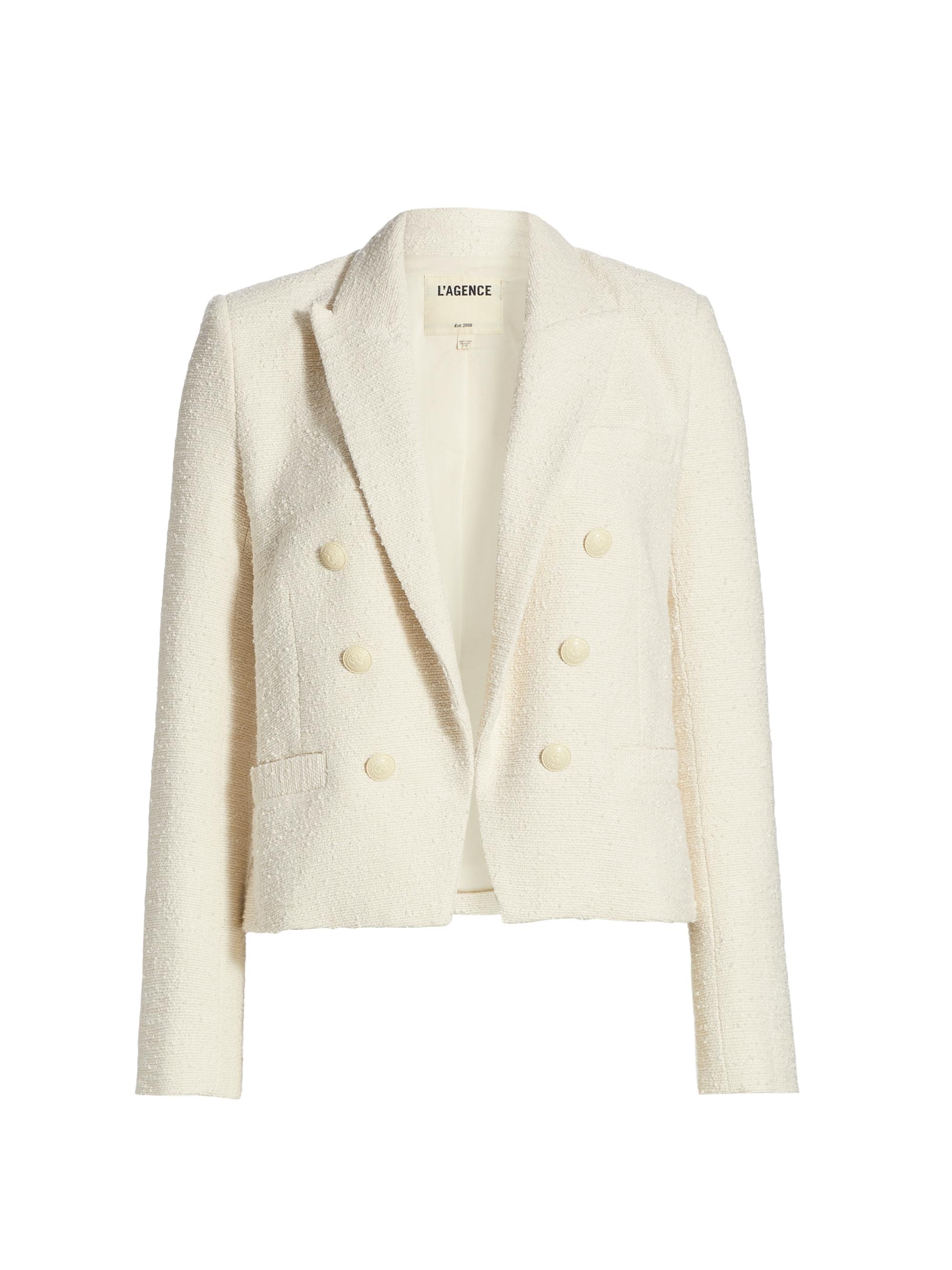 L'AGENCE Women's Brooke Cropped Blazer - Ecru