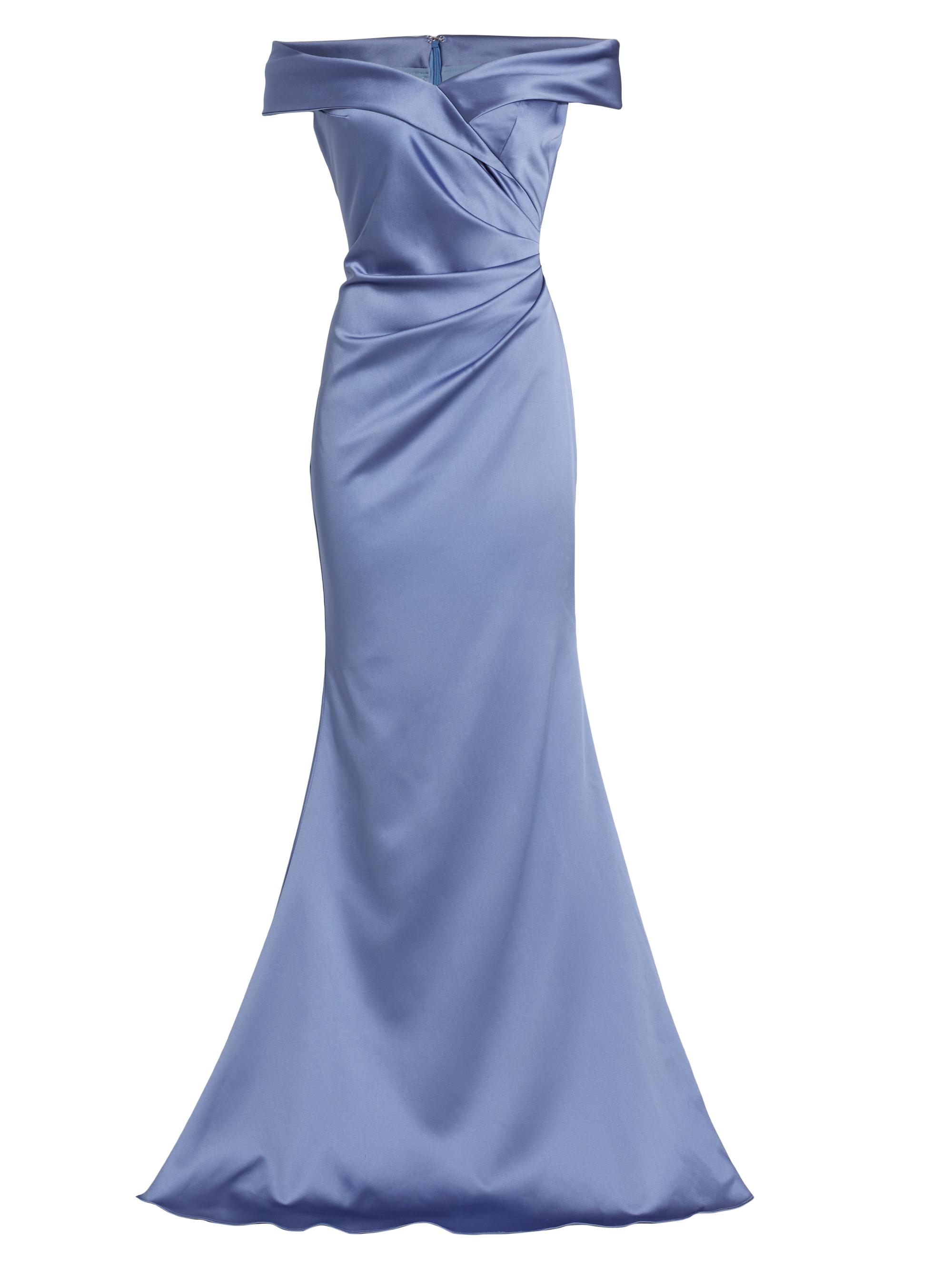 Teri Jon by Rickie Freeman Women's Satin Off-The-Shoulder Gown - Slate Blue