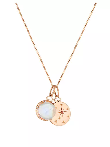 14K &18K Rose Gold & Multi-Gemstone Birthstone Charm Necklace