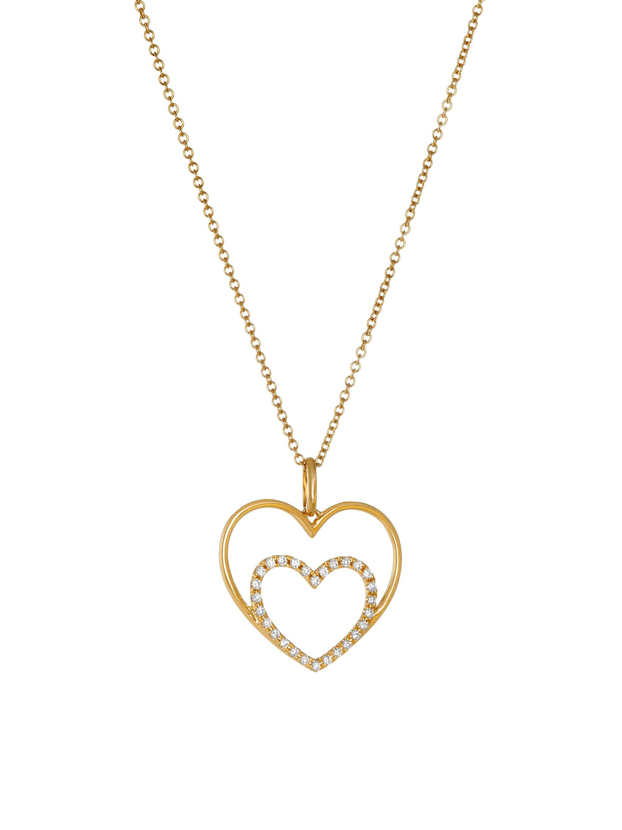Devon Woodhill Women's I Carry Your Heart 14K-18K Yellow Gold & Diamond Pendant Necklace - Diamond Inner Heart