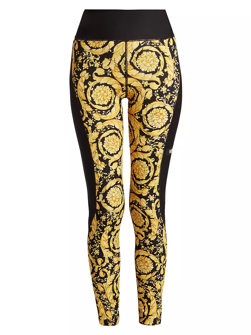 new VERSACE Rodeo Barocco black gold baroque harness legging pants
