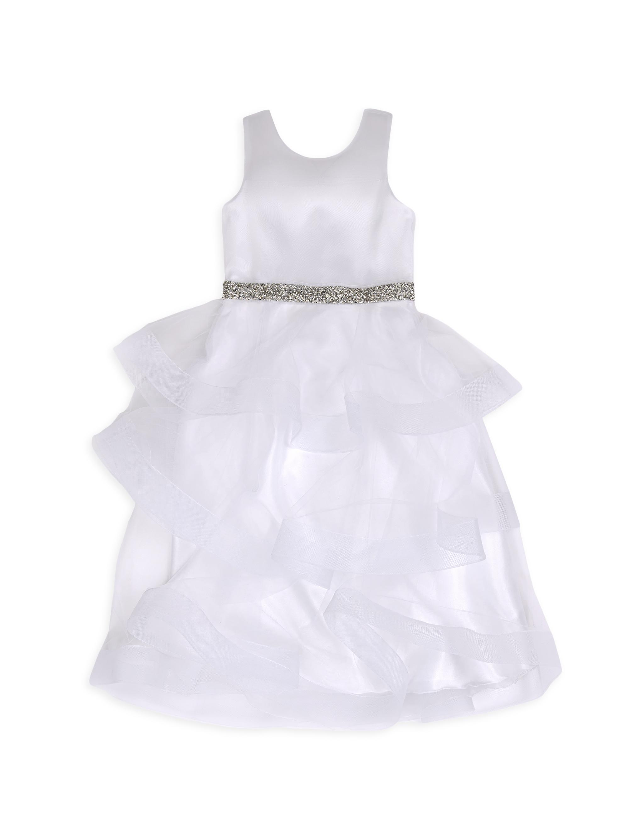 Zoe Little Girl's & Girl's Ella Tiered Organza Dress - White