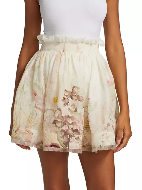 Dancer Floral Ruffle-Trim Flip Mini Skirt