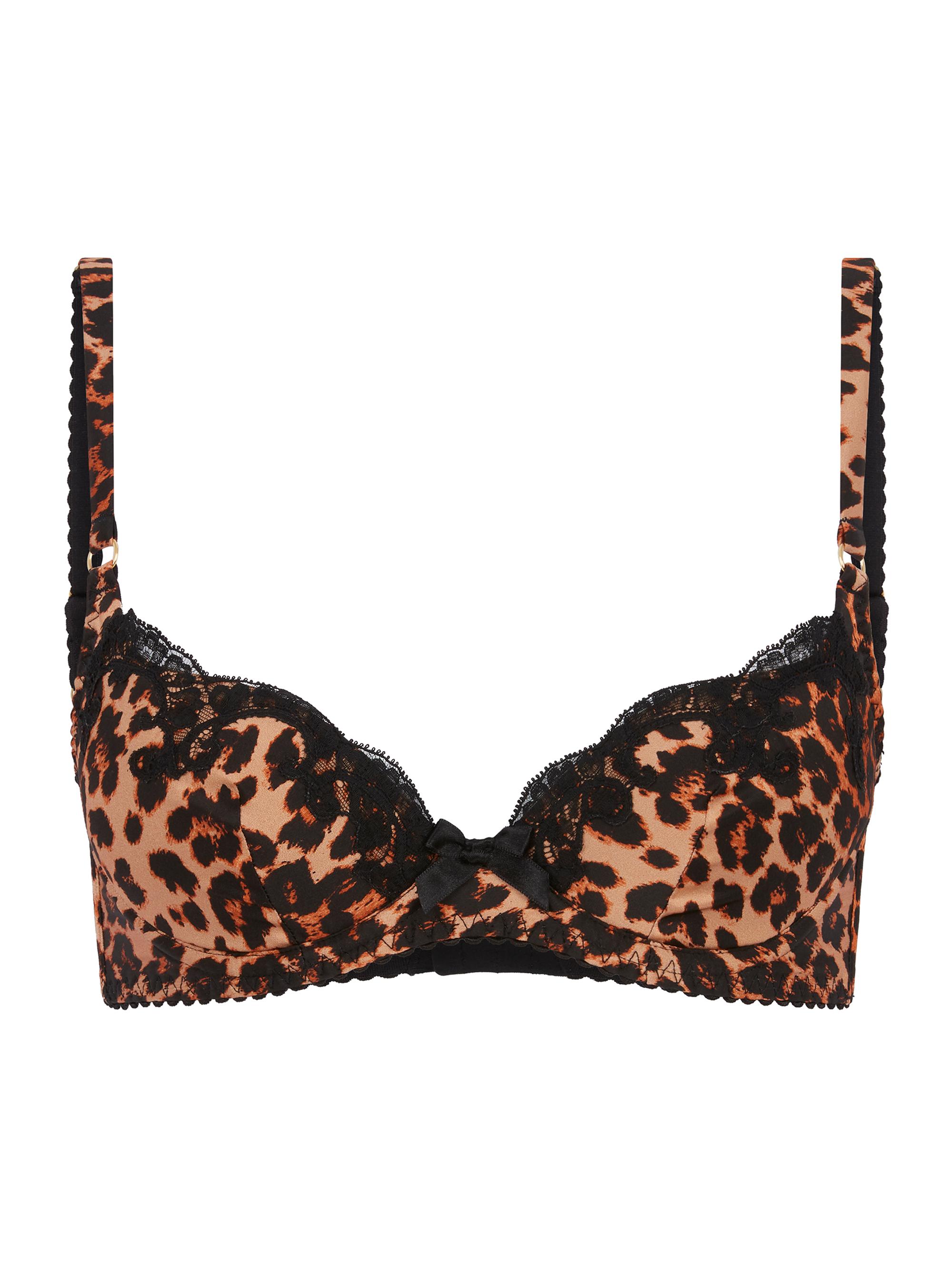 Agent Provocateur Women's Molly Silk Plunge Bra - Leopard Black