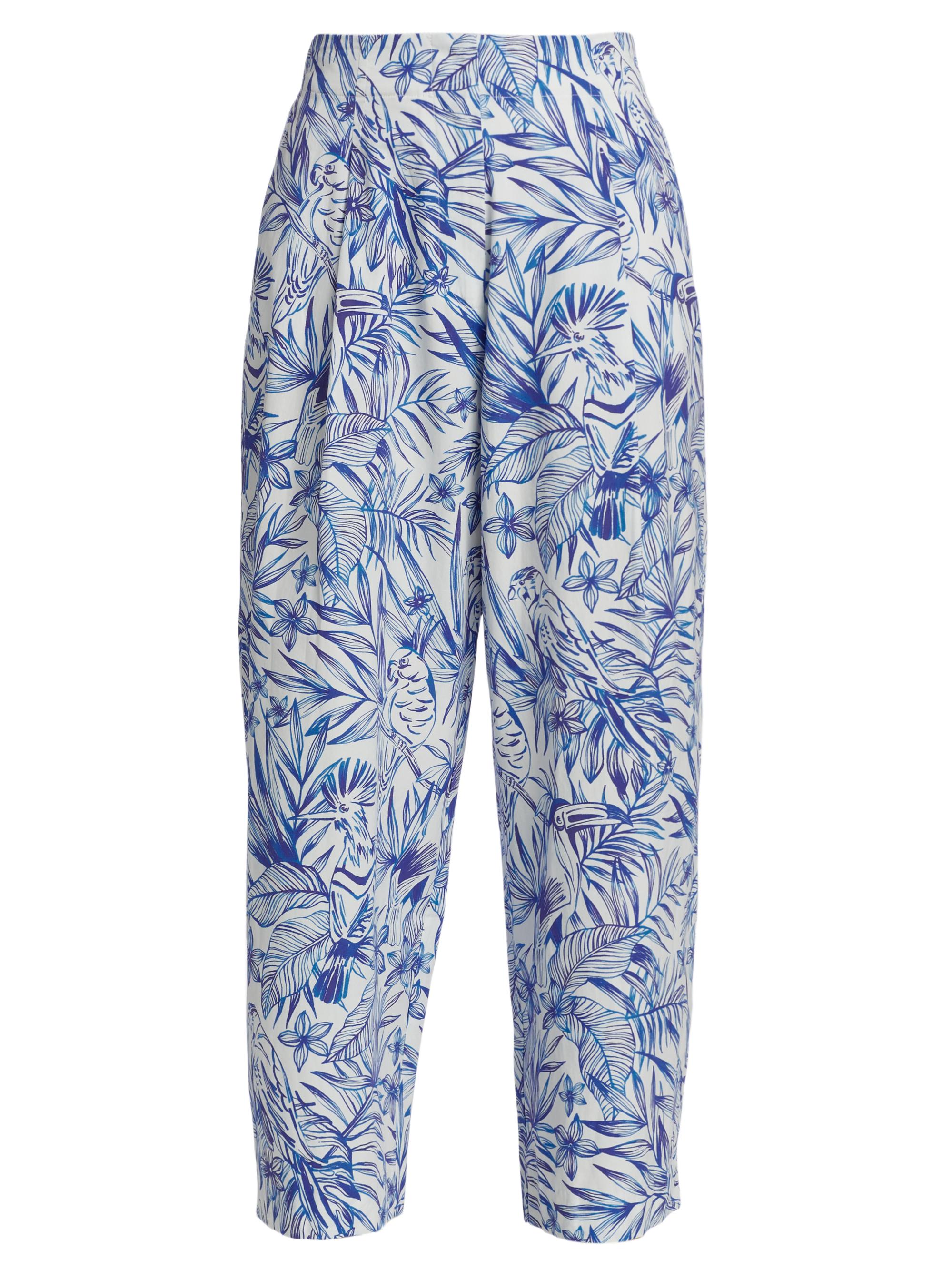 Rosetta Getty Women's Toile Bird-Print Pants - Blue White
