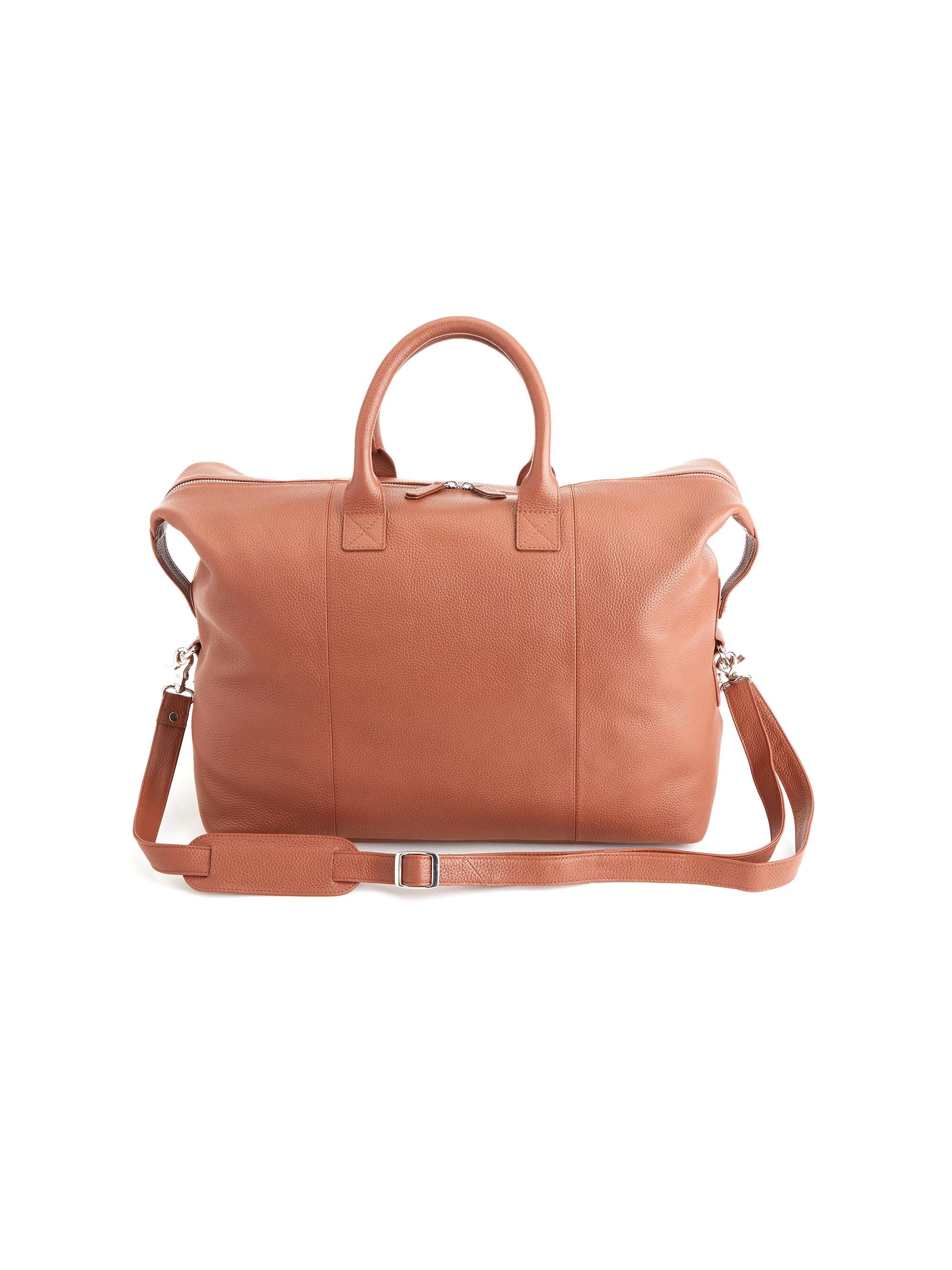 Royce New York Medium Leather Duffel Bag - Tan