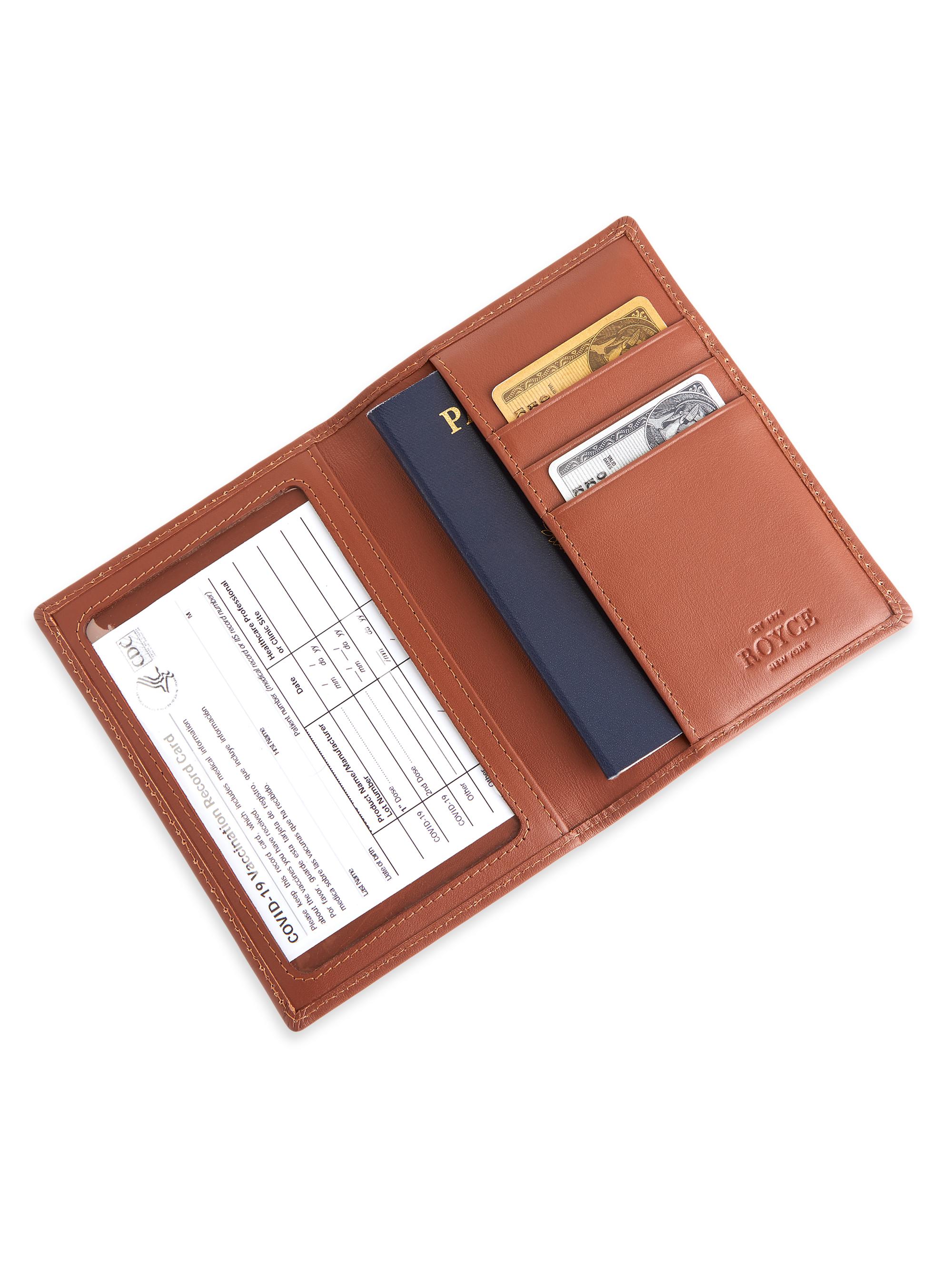 Royce New York Vaccine Card & Passport Wallet - Tan