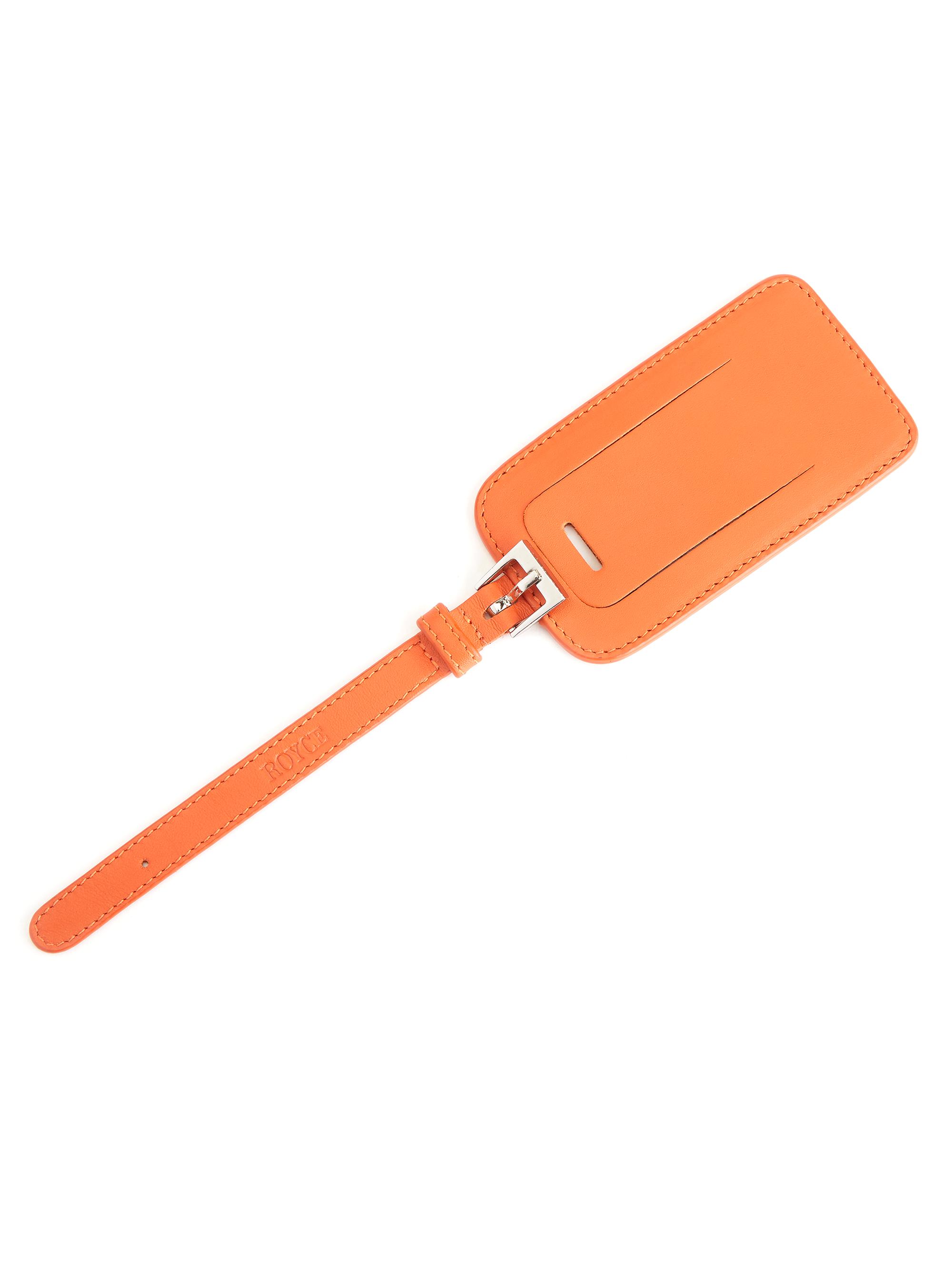 Royce New York Leather Luggage Tag - Orange