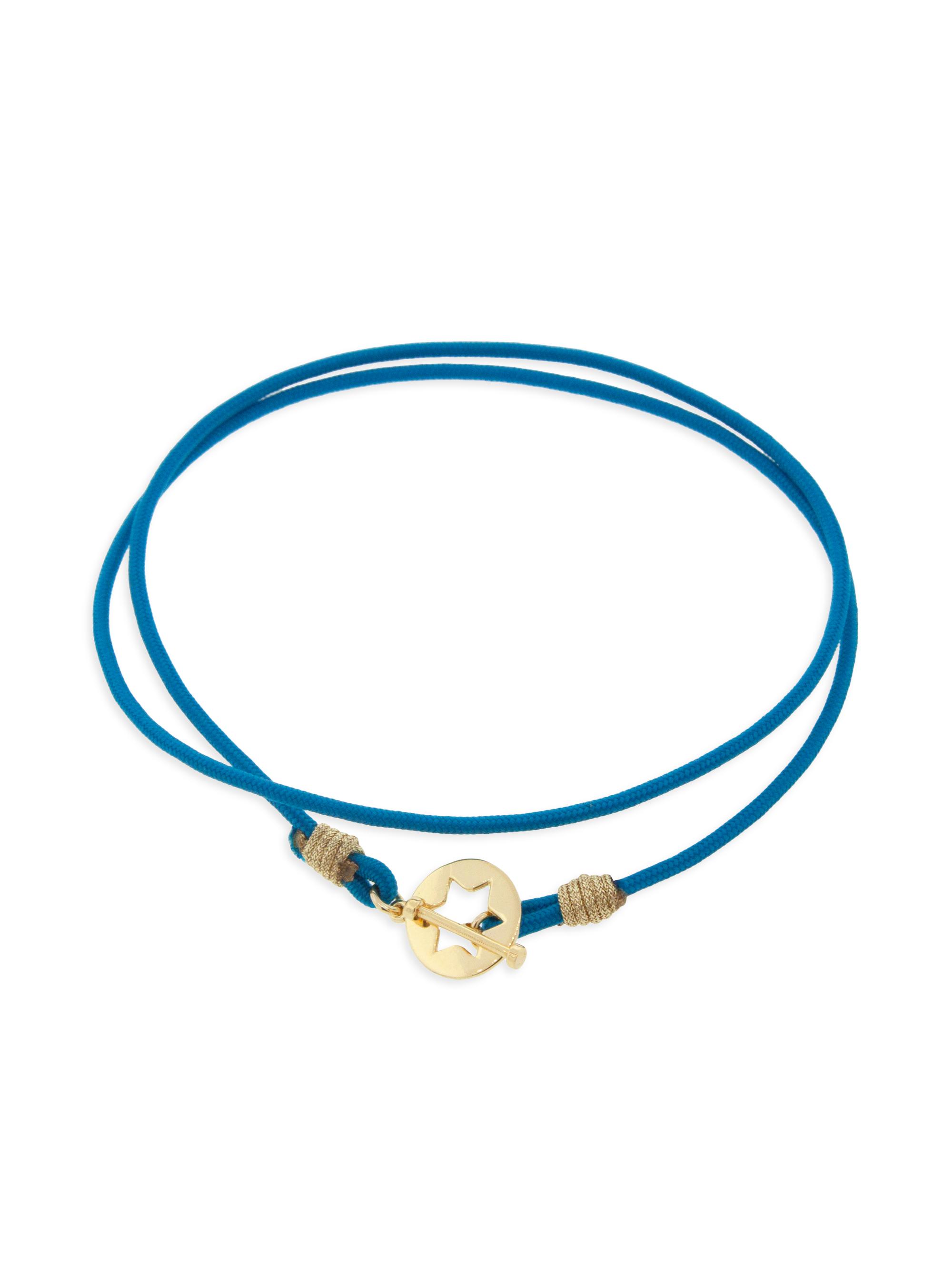 Luis Morais Men's 14K Yellow Gold & Braided Cord Bracelet - Blue