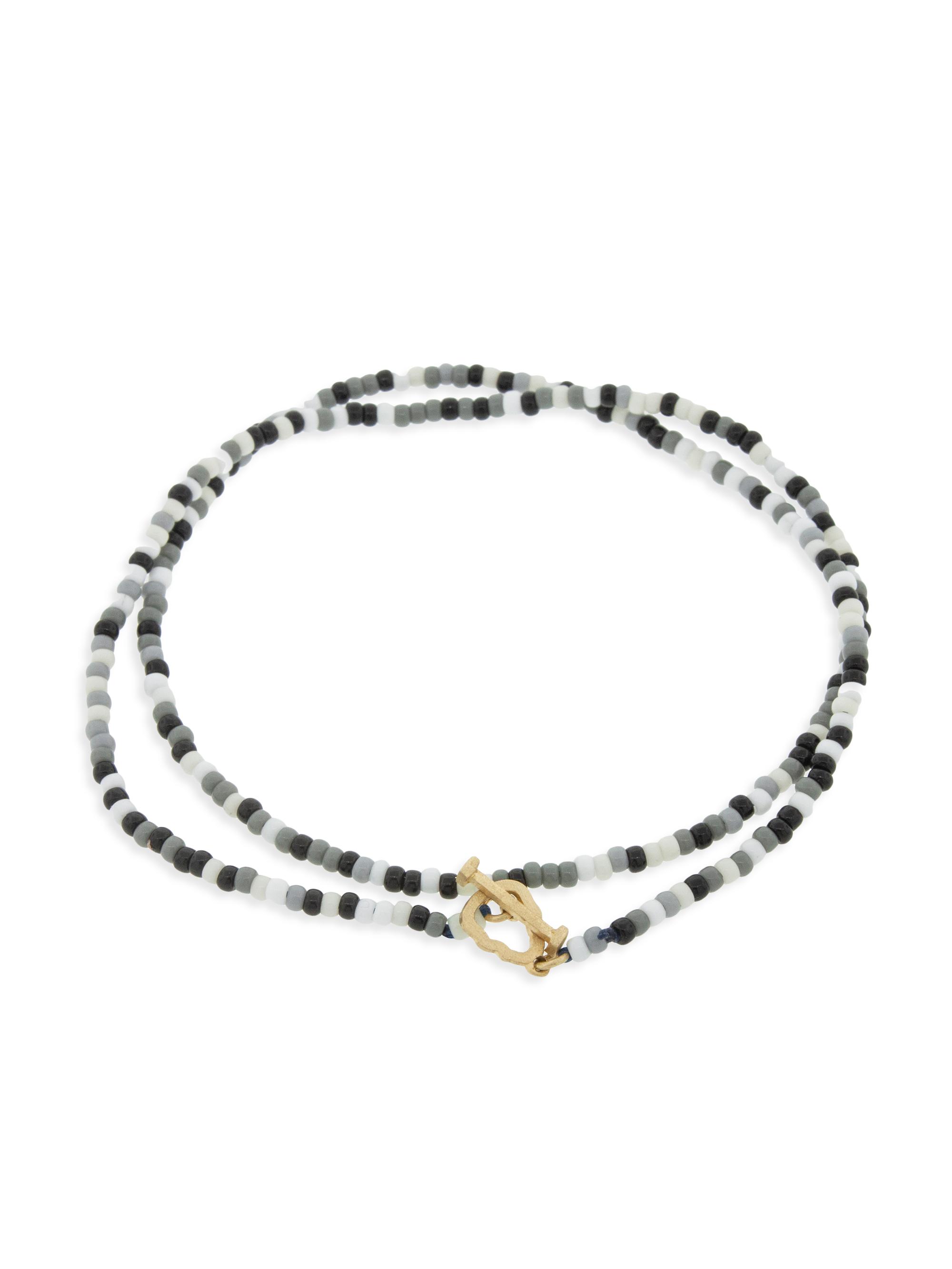 Luis Morais Men's 14K Yellow Gold & Double Wrap Beaded Skull Bracelet