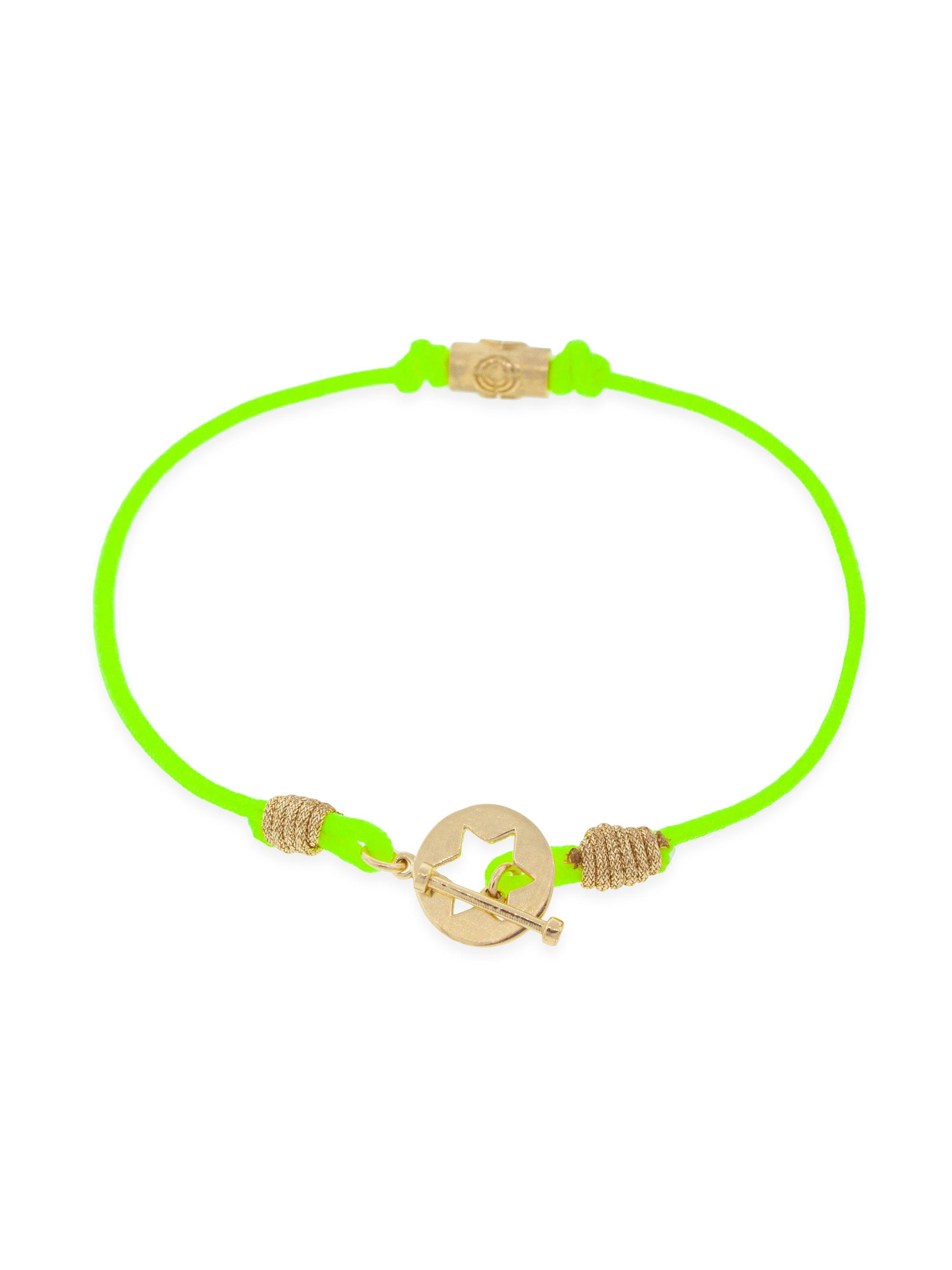 Luis Morais Men's 14K Yellow Gold & Braided Cord Bracelet - Green