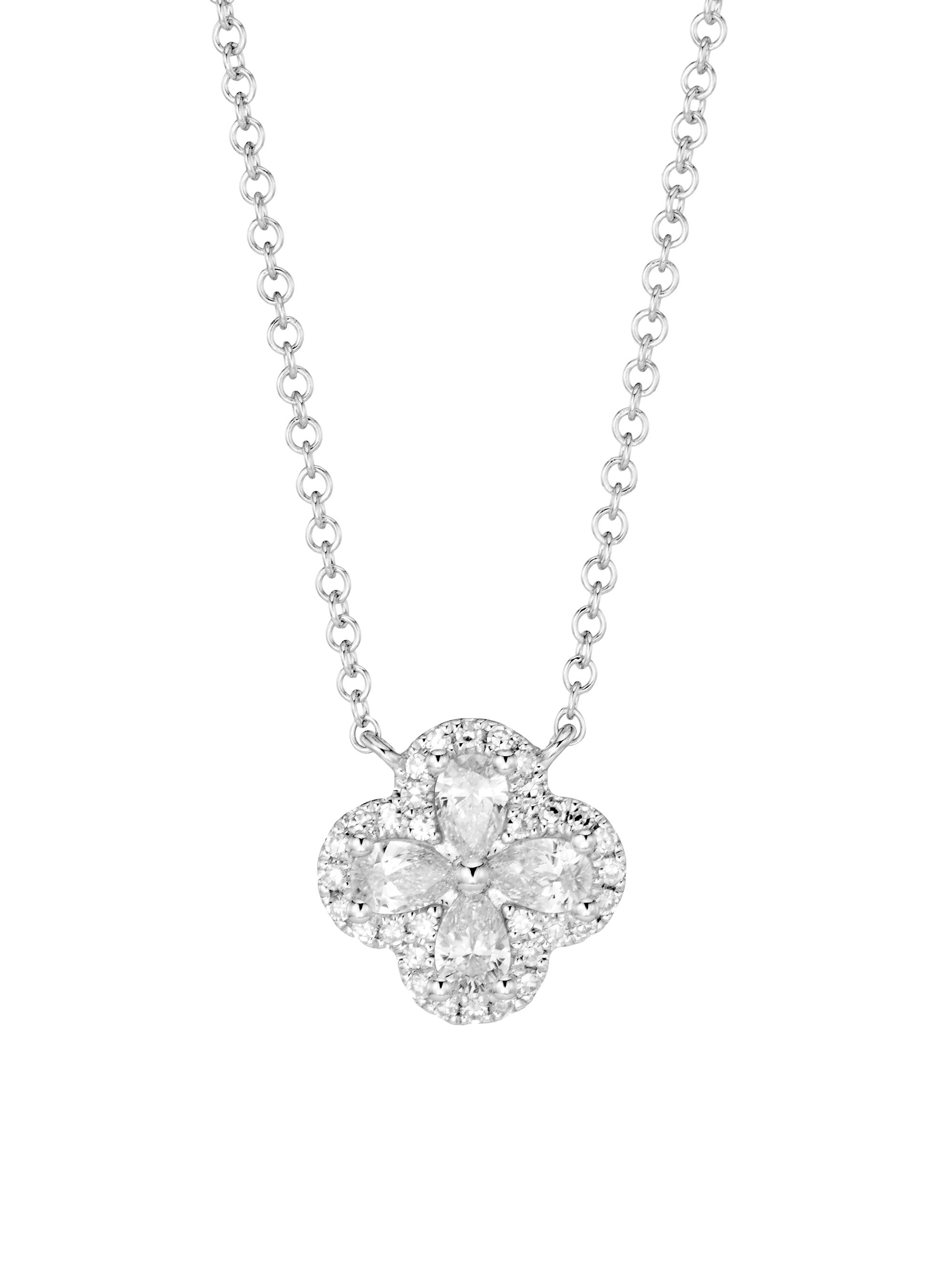 Saks Fifth Avenue Collection Women's Adelle 14K White Gold & 0.41 TCW Diamond Clover Necklace - White