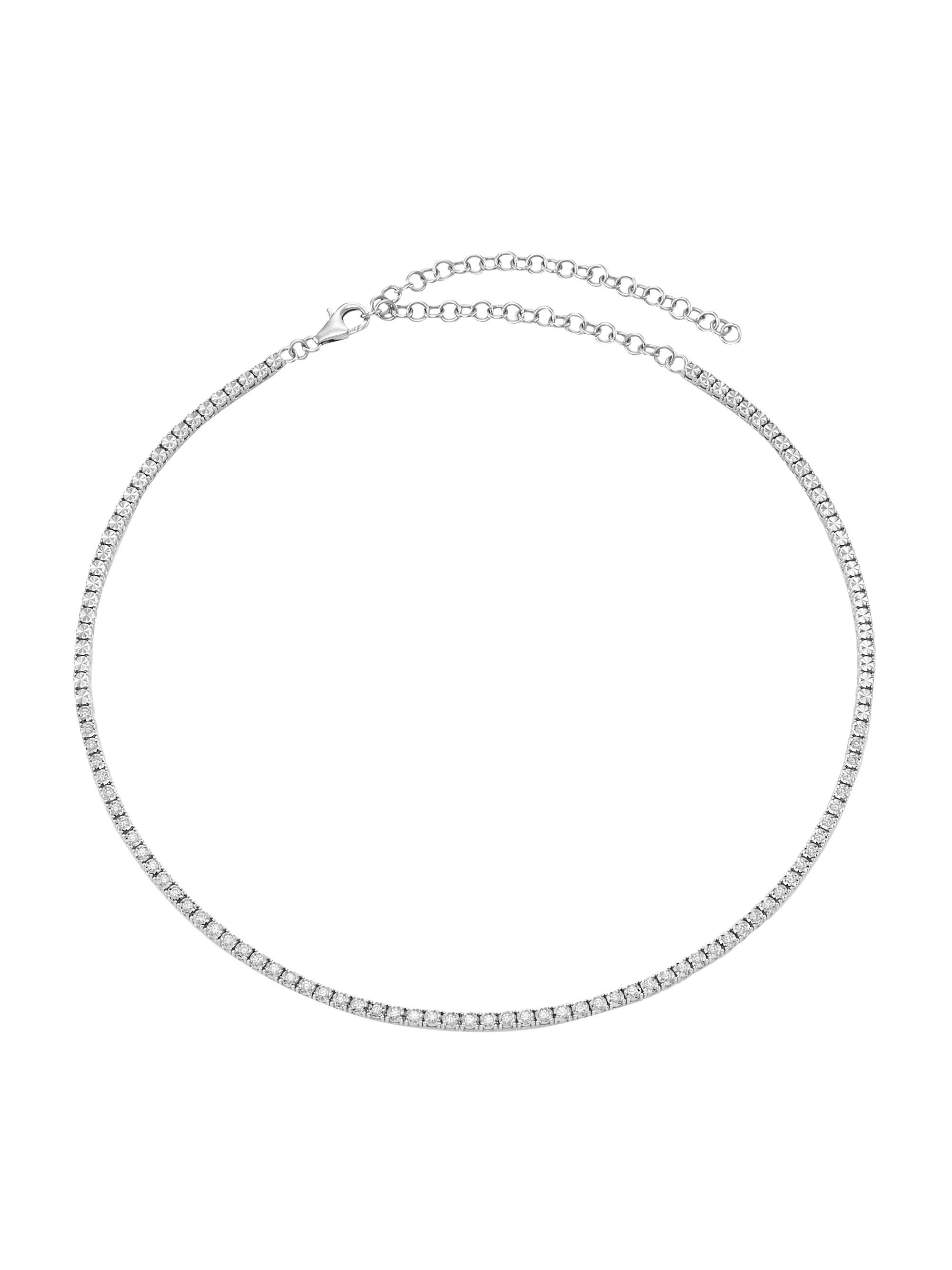 Saks Fifth Avenue Collection Women's 14K White Gold & 0.95 TCW Diamond Tennis Necklace - White