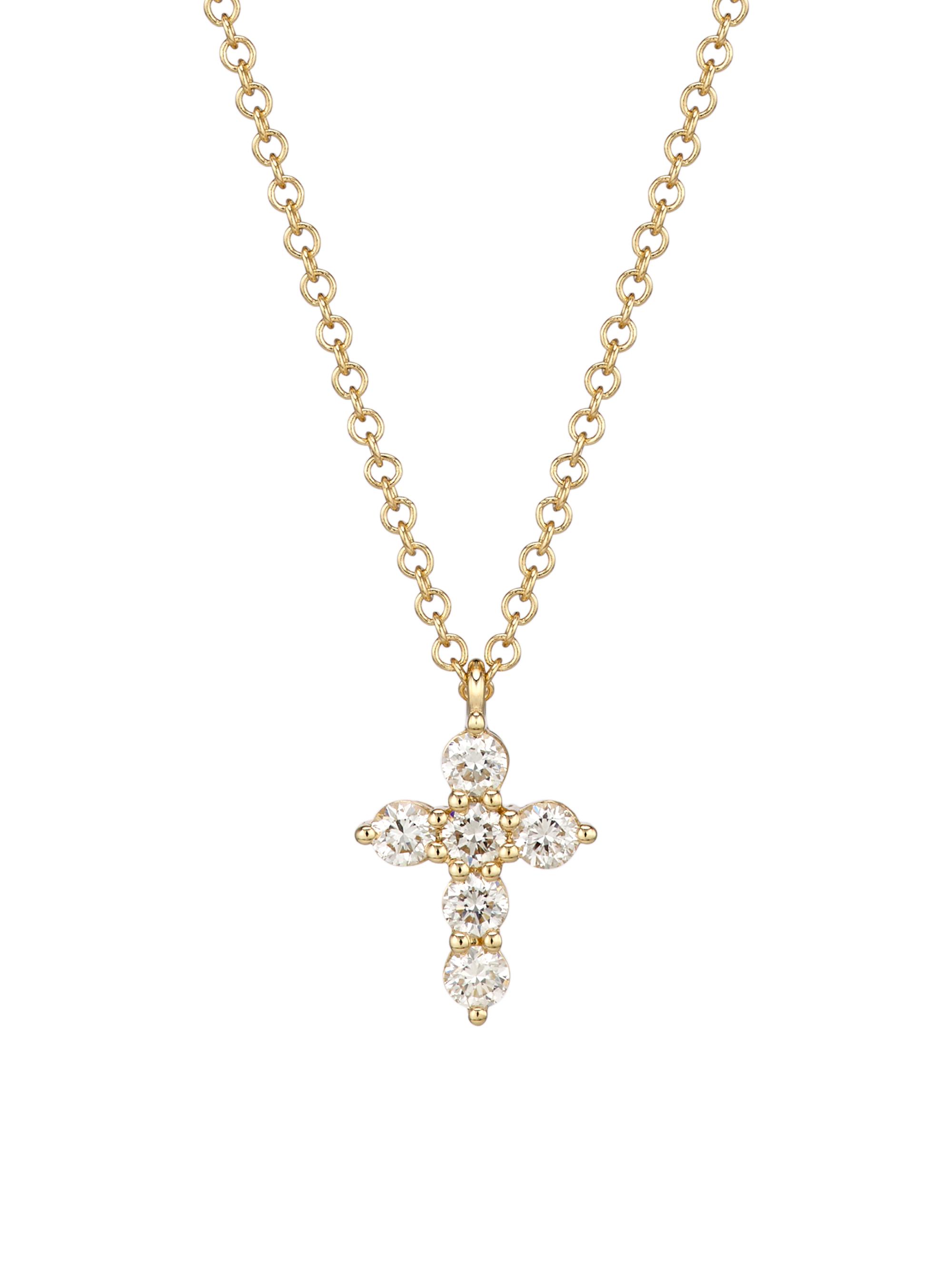 Saks Fifth Avenue Collection Women's 14K Yellow Gold & 0.25 TCW Diamond Cross Necklace - Yellow