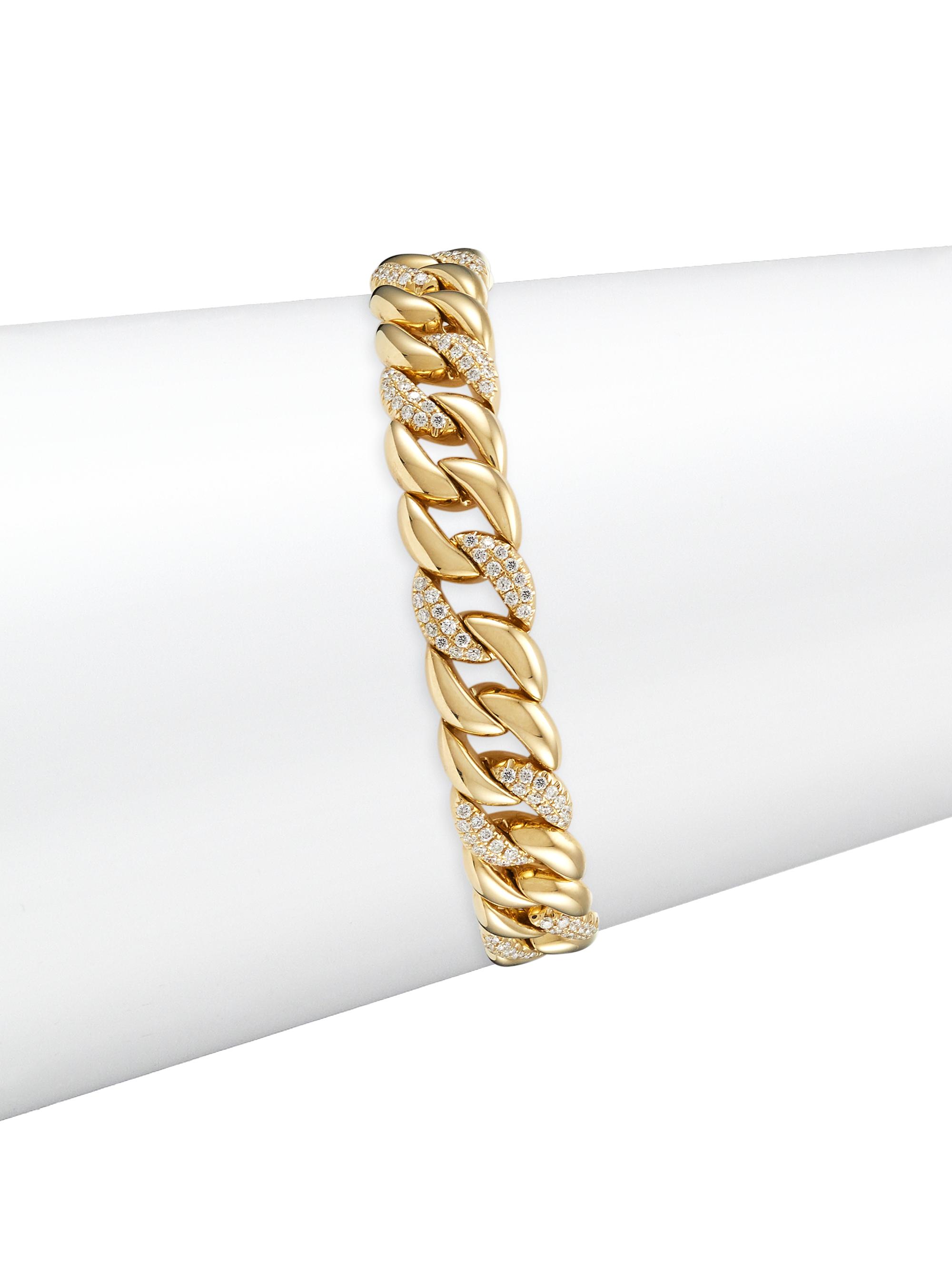 Saks Fifth Avenue Collection Women's 14K Yellow Gold & 1.69 TCW Diamond Pavé Chain Bracelet - Yellow Gold
