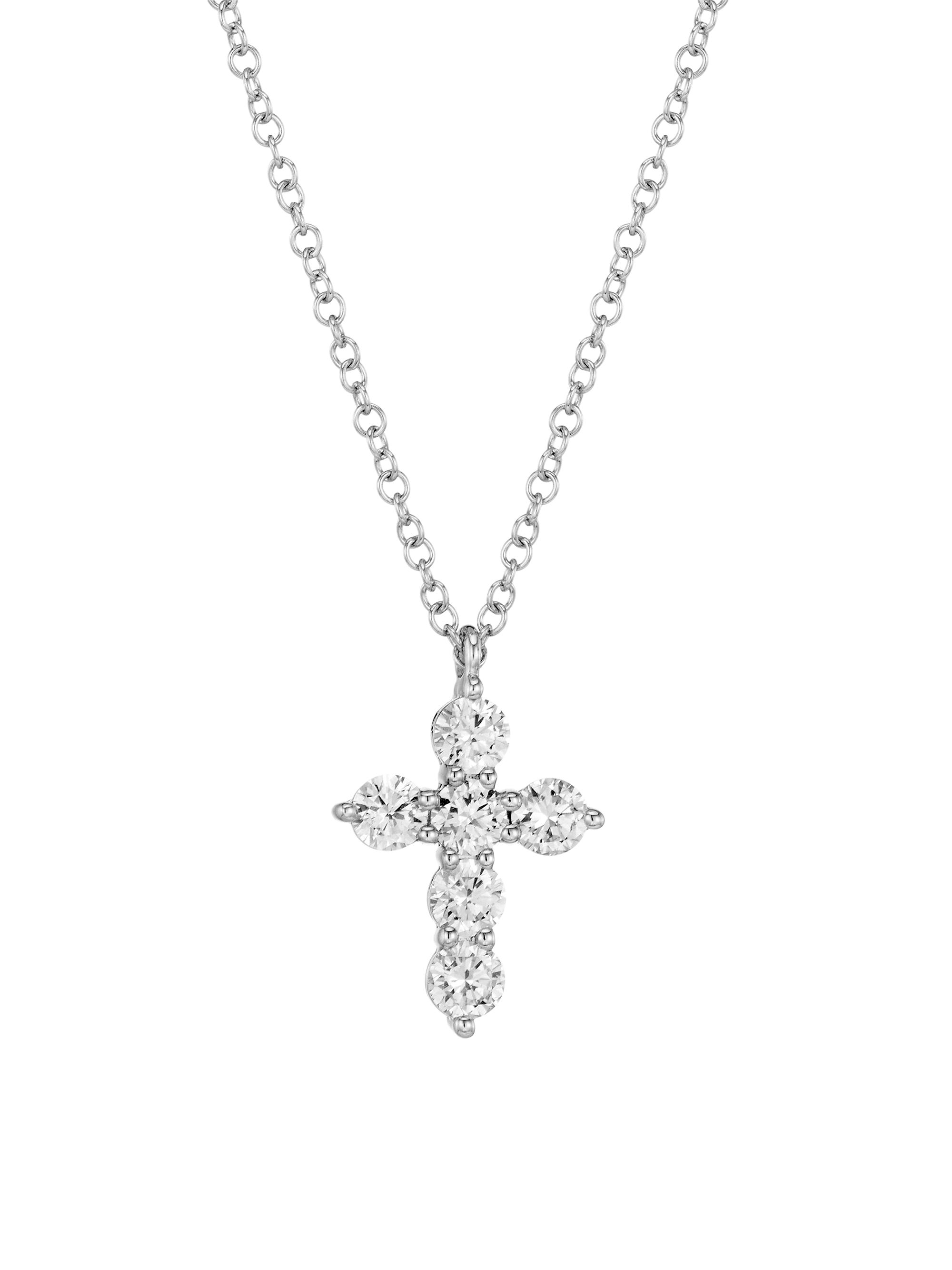 Saks Fifth Avenue Collection Women's 14K Gold & 0.50 TCW Diamond Cross Pendant Necklace - White