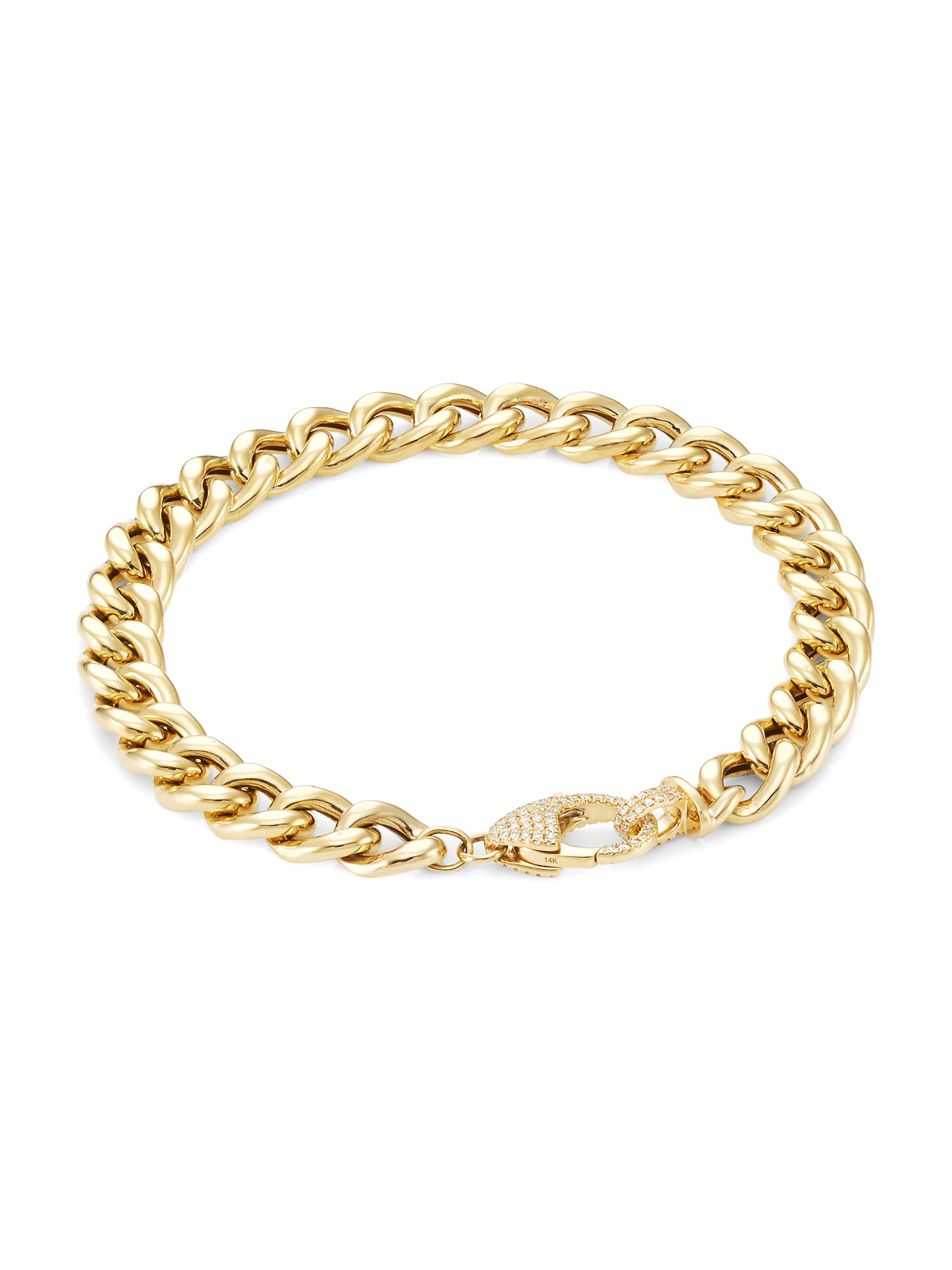 Saks Fifth Avenue Collection Women's 14K Yellow Gold & 0.25 TCW Diamond Curb-Chain Bracelet - Gold
