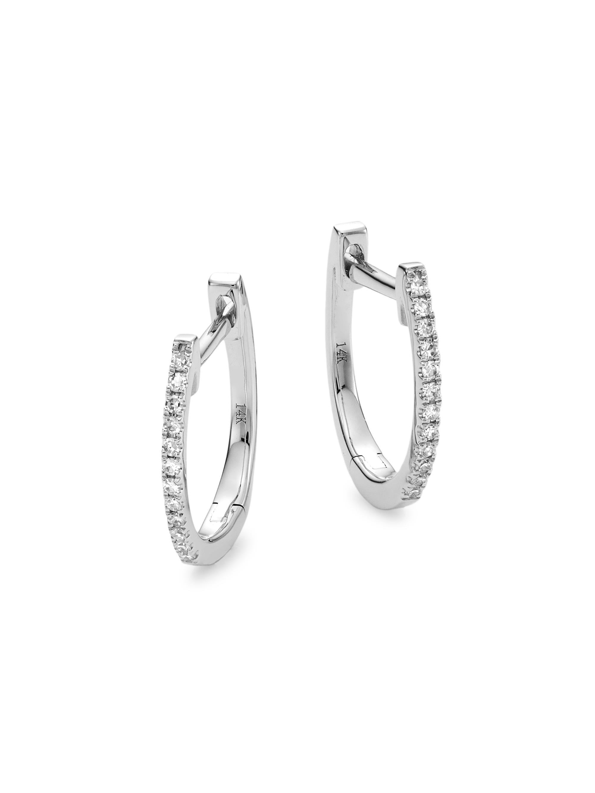 Saks Fifth Avenue Collection Women's Kate 14K White Gold & 0.08 TCW Diamond Huggie Earrings - White