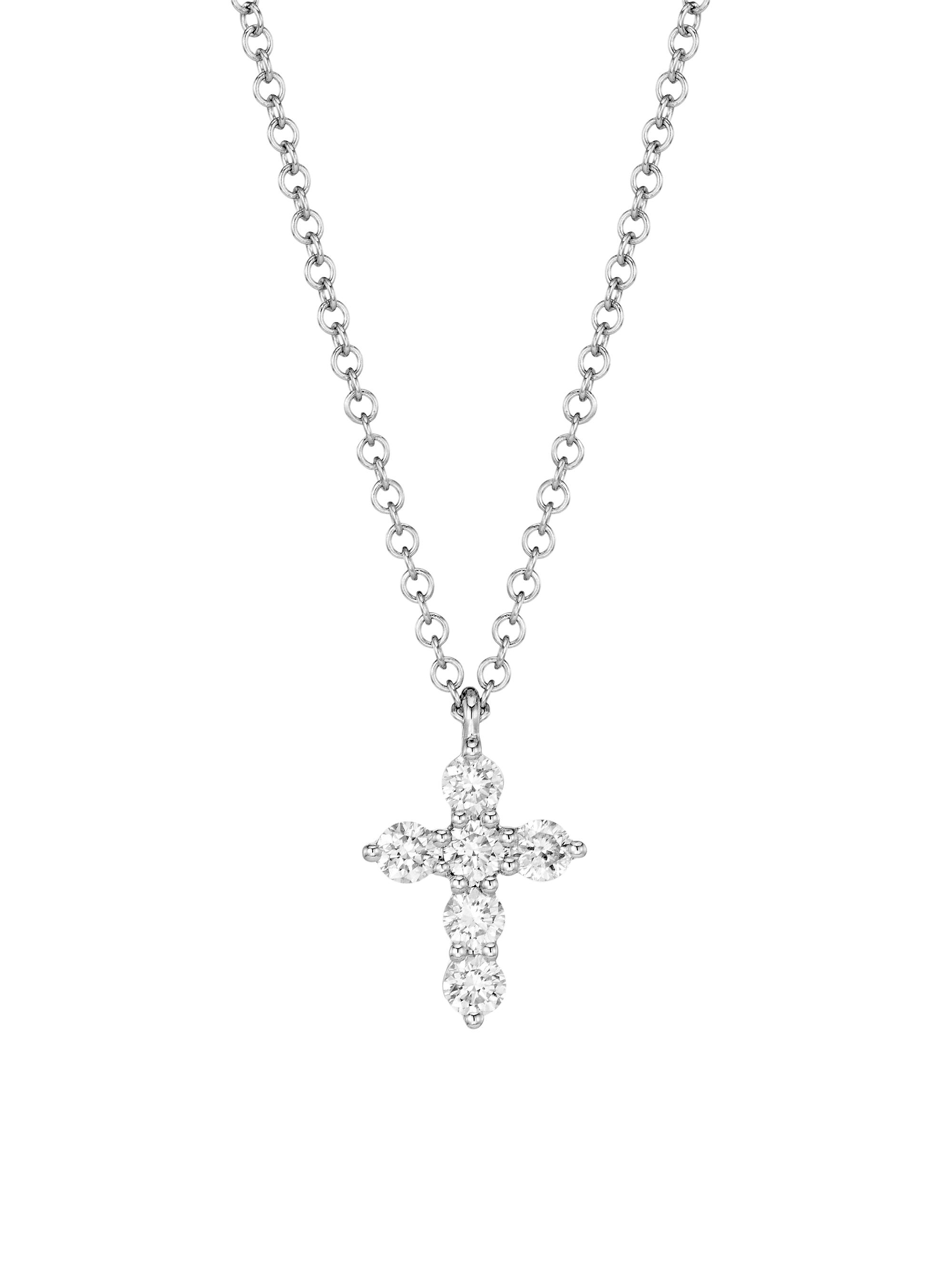 Saks Fifth Avenue Collection Women's 14K White Gold & 0.25 TCW Diamond Cross Necklace - White Gold