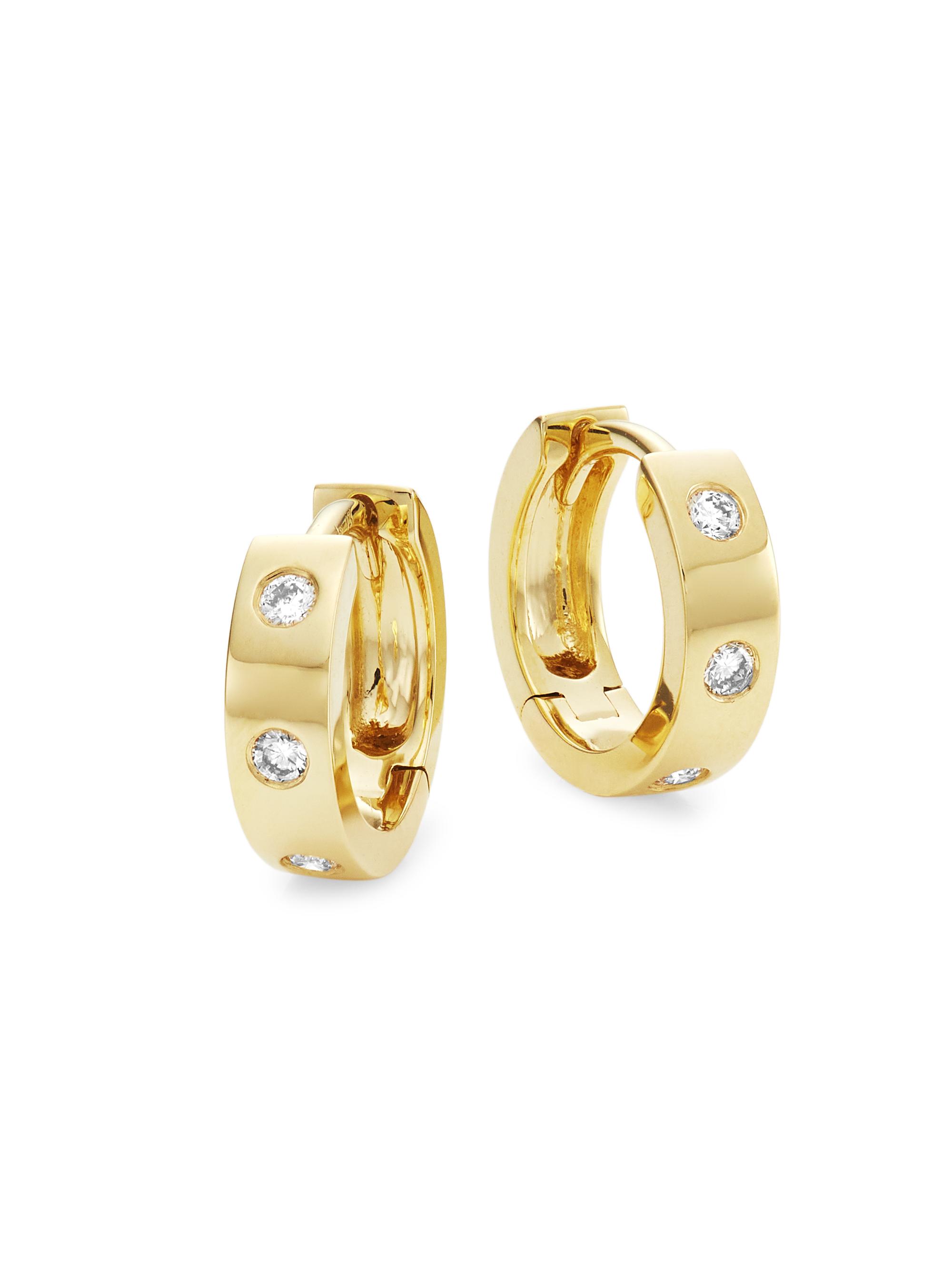Saks Fifth Avenue Collection Women's 14K-Yellow-Gold & 0.11 TCW Diamond Mini Huggie Earrings - Yellow