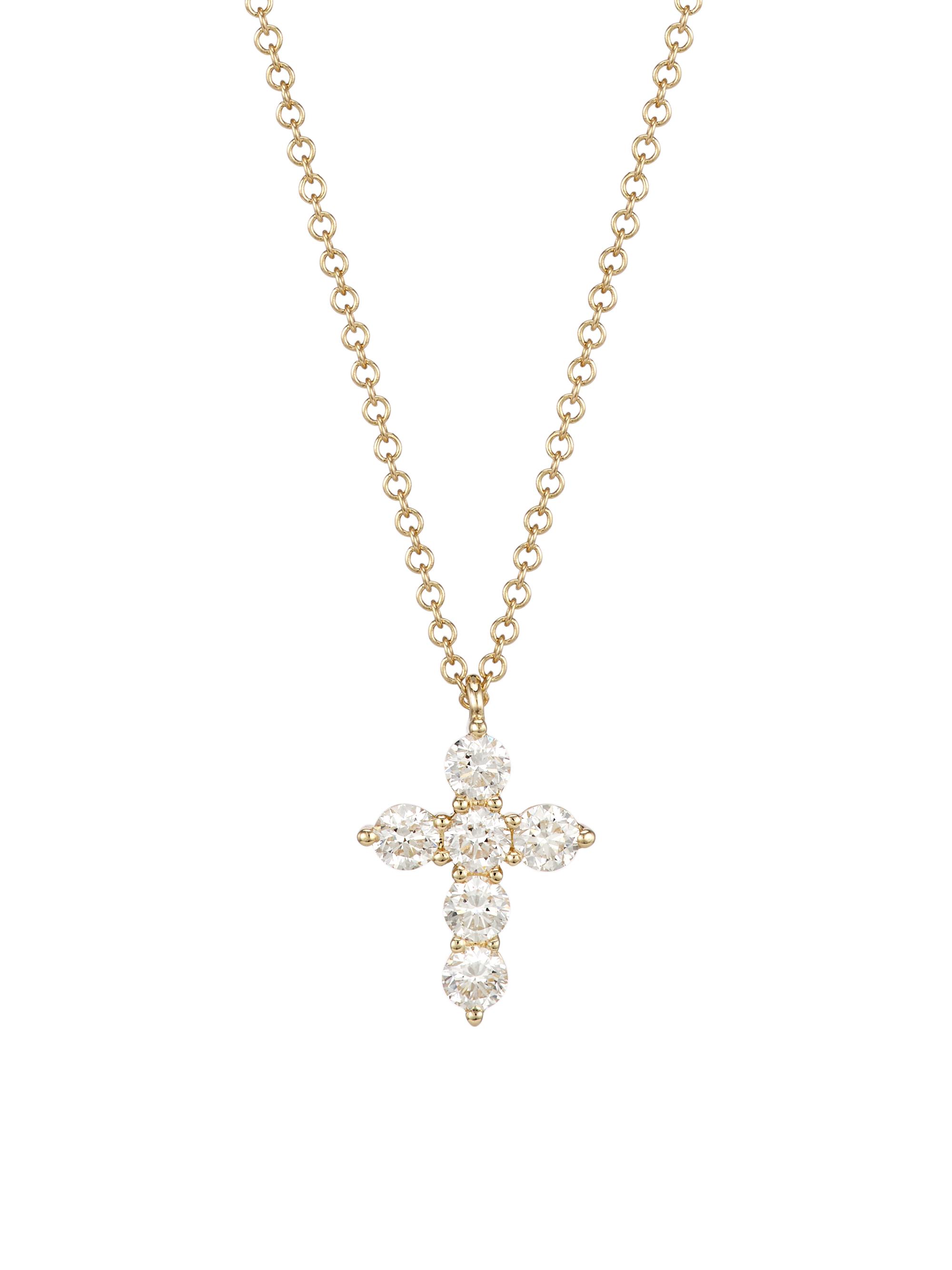 Saks Fifth Avenue Collection Women's 14K Yellow Gold & 0.5 TCW Diamond Cross Necklace - Yellow Gold