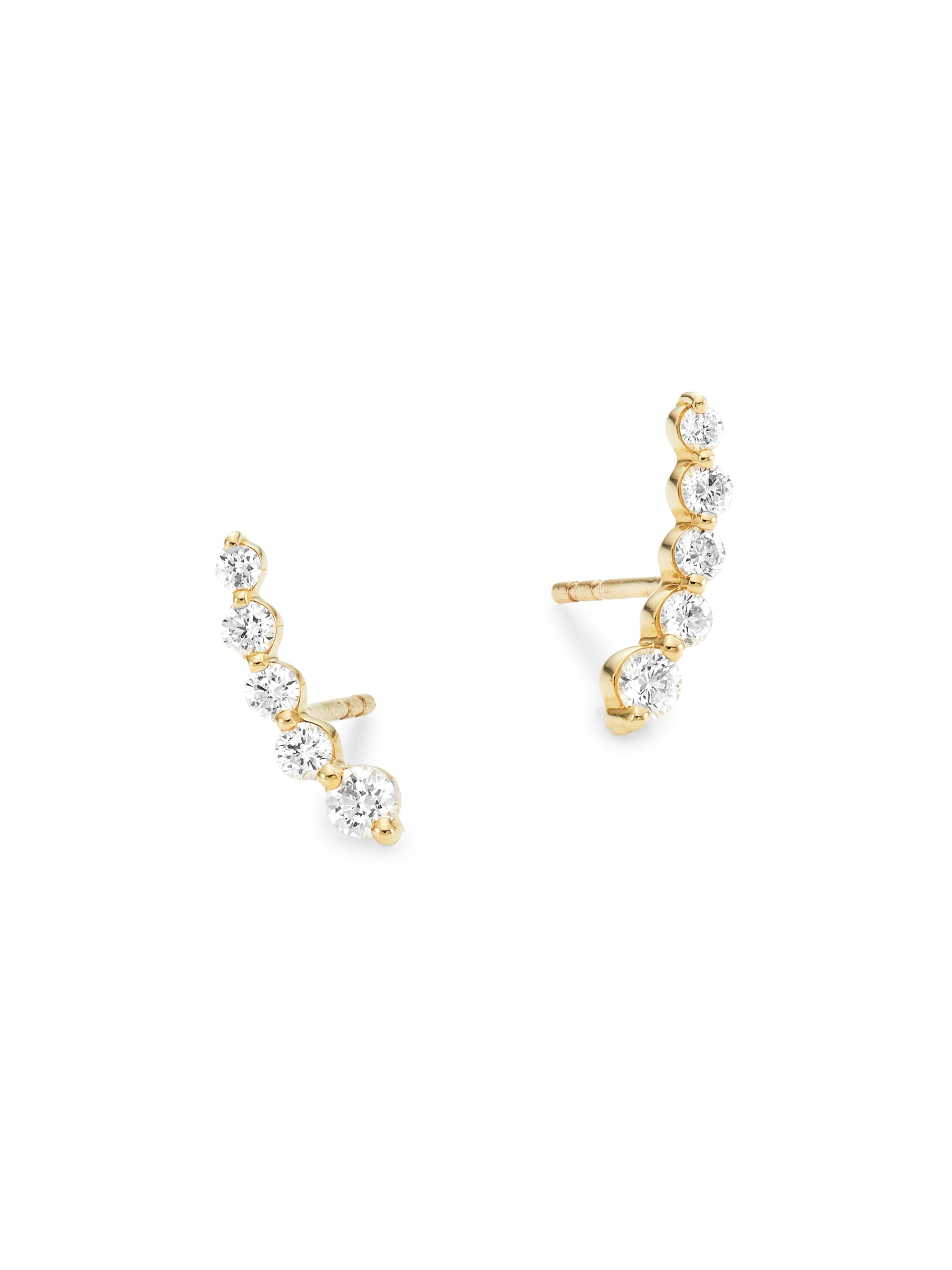 Saks Fifth Avenue Collection Women's Gia 14K Yellow-Gold & Diamond Ear Crawler Earrings - Yellow