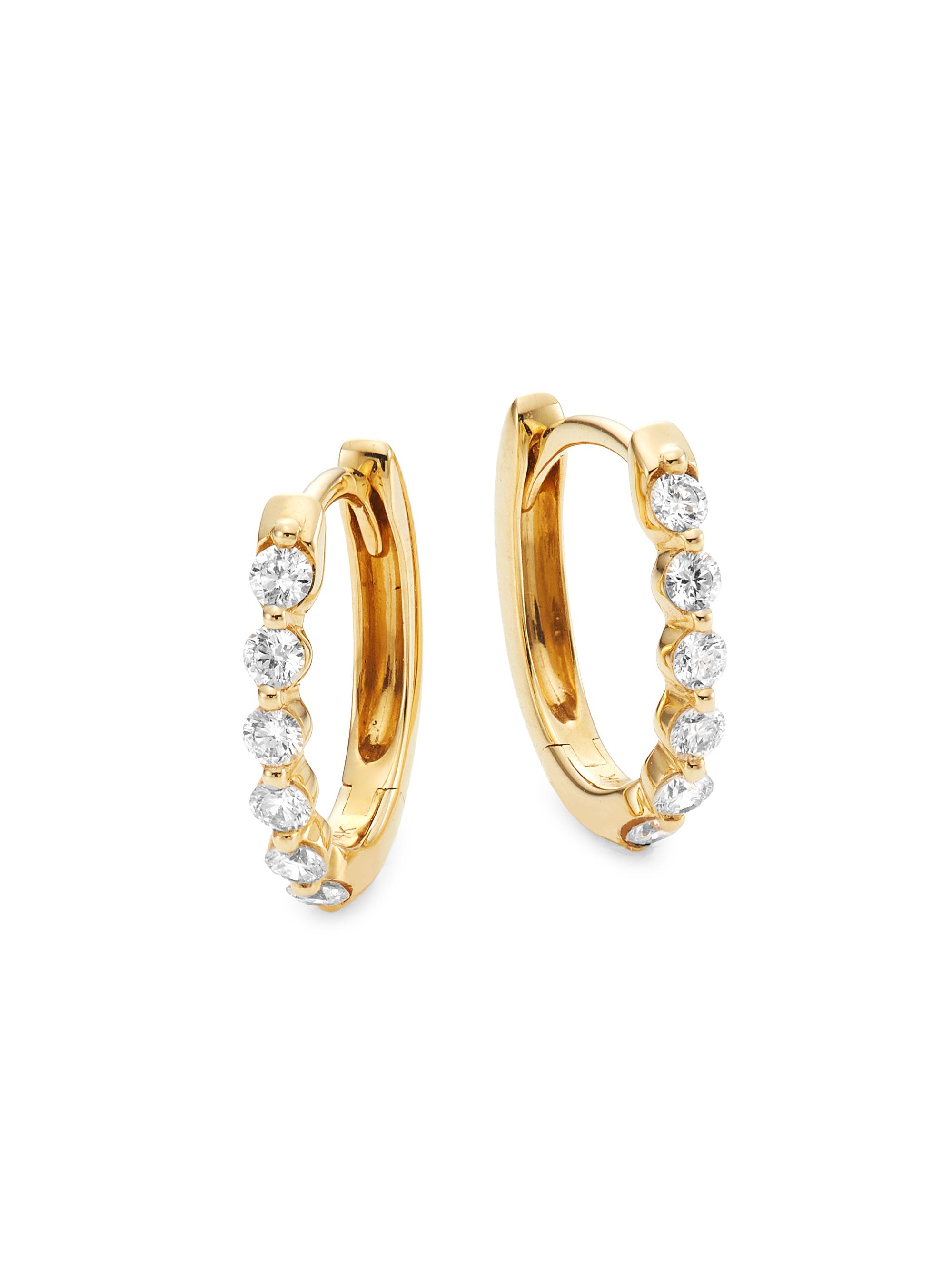 Saks Fifth Avenue Collection Women's 14K Yellow Gold & 0.26 TCW Diamond Oval Huggie Earrings - Yellow