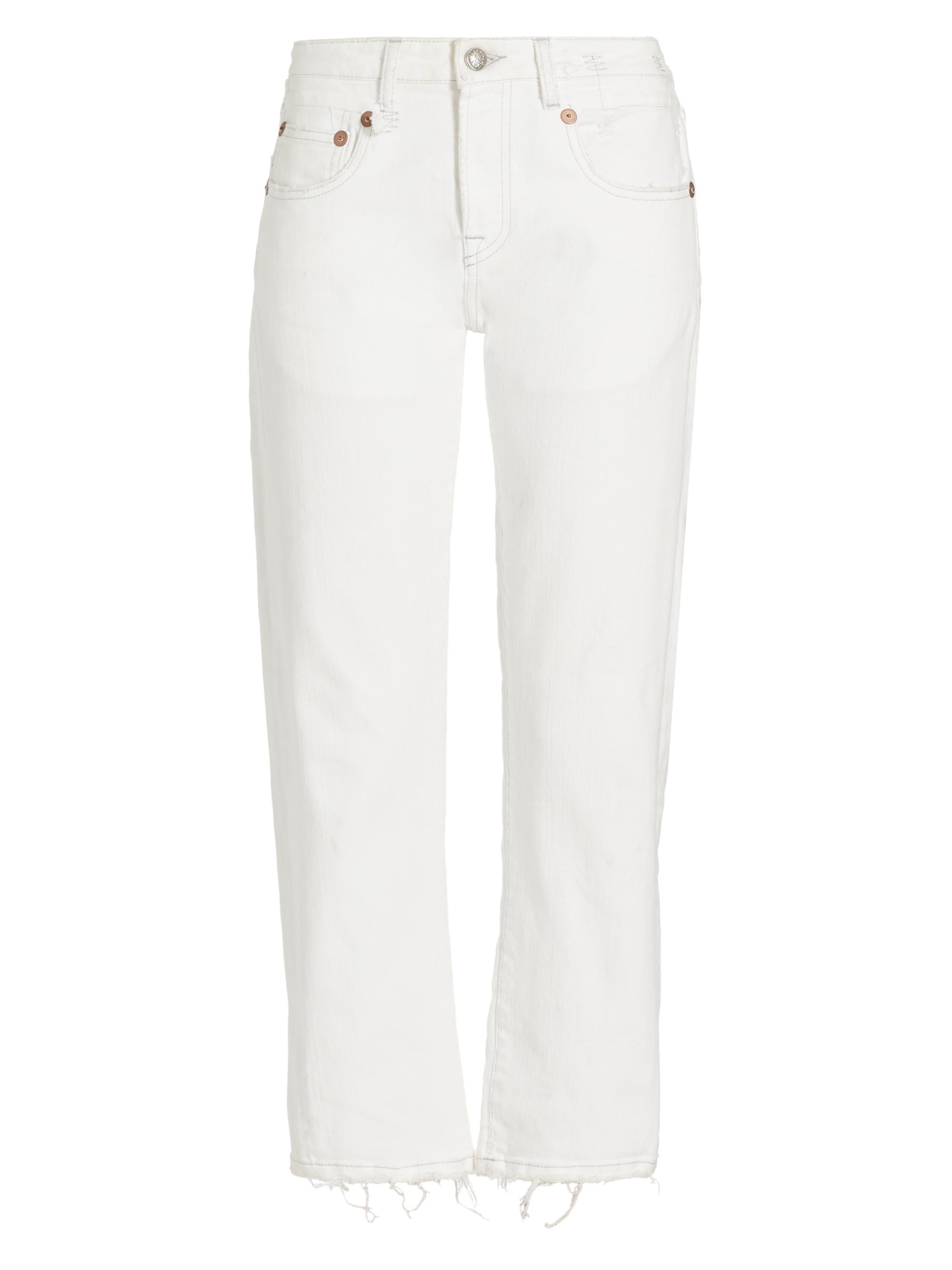 R13 Women's Boy Straight-Leg Cropped Jeans - Bale White