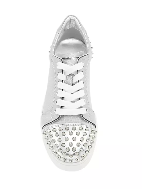 Christian Louboutin Vieira 2 Spiked Glittered-leather Trainers In Black