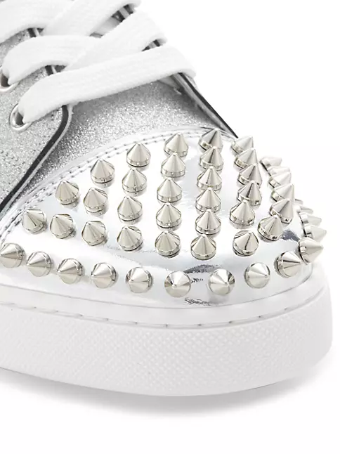 CHRISTIAN LOUBOUTIN: Vieria sneakers in leather and studs - White