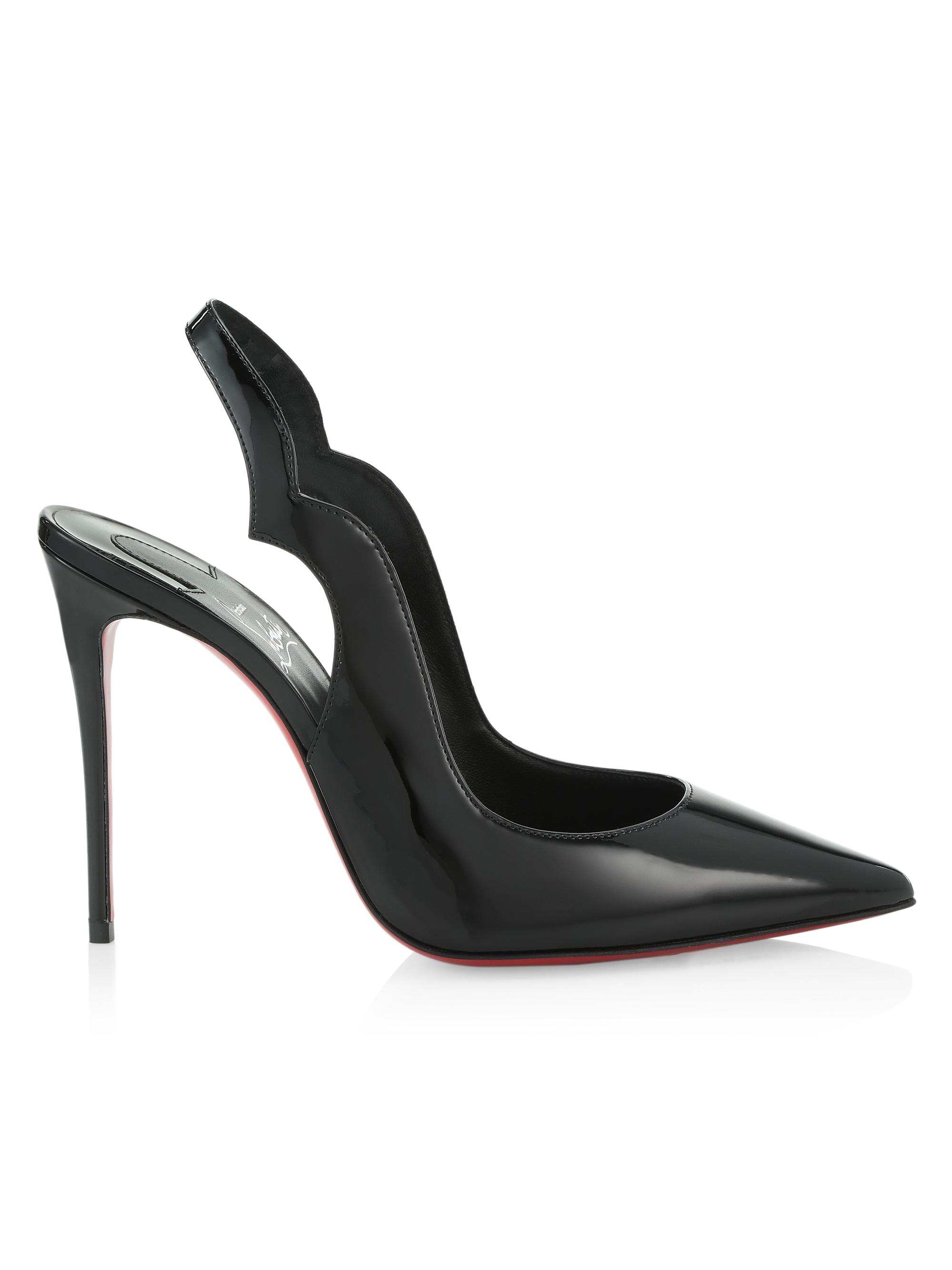 Christian Louboutin Women's Hot Chick 100 Slingback Patent Leather Pumps - Black