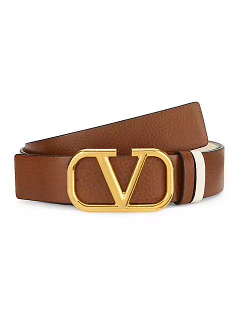 Shop Valentino Garavani Logo Buckle Reversible Leather Belt