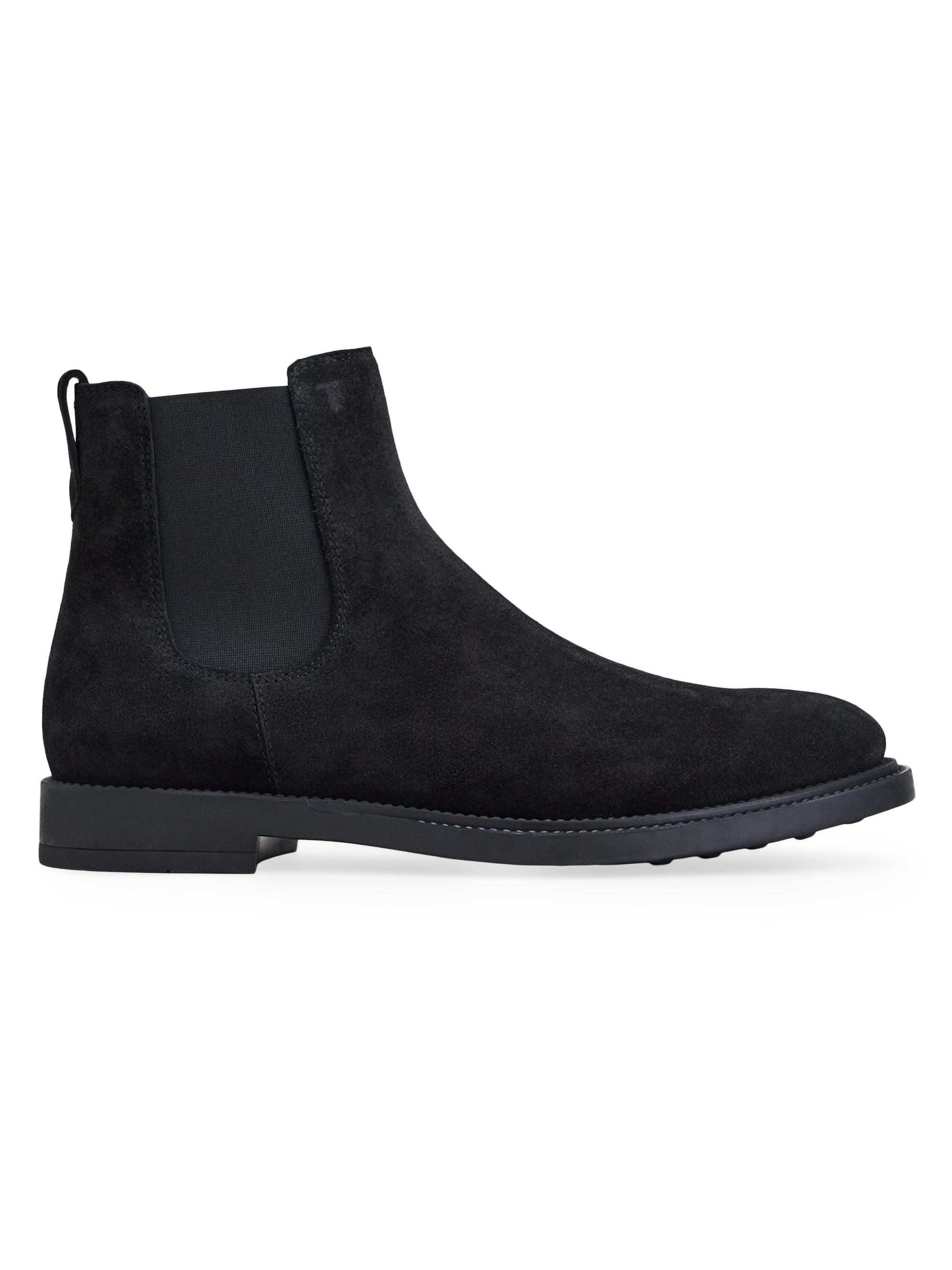 Tod's Men's Tronchetto Monogram Suede Ankle Boots - Nero