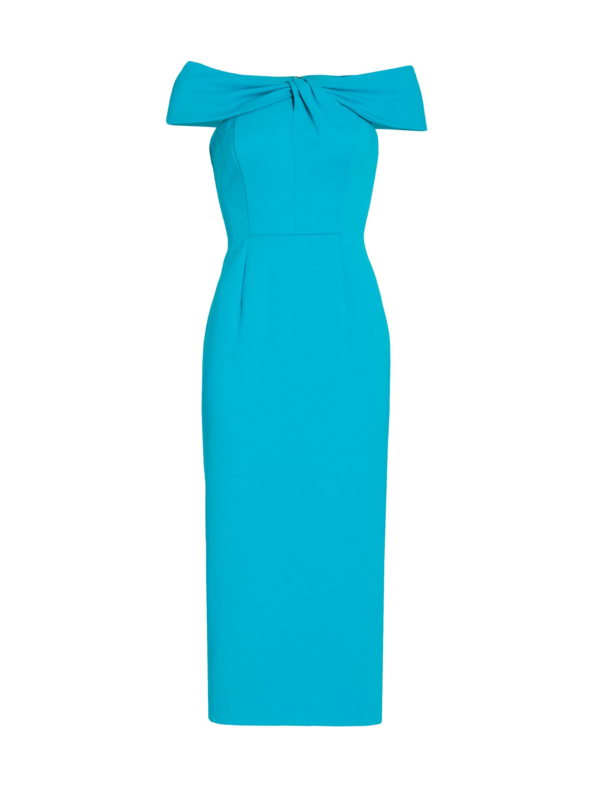 Badgley Mischka Women's Off-The-Shoulder Midi Dress - Turquoise