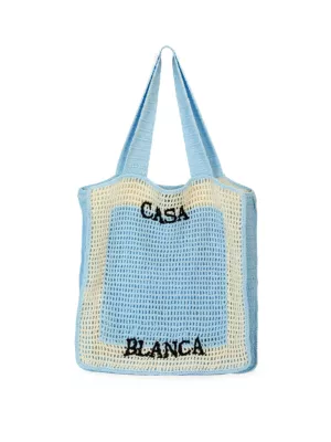 Casablanca embroidered-logo shoulder bag - Blue