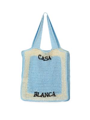 Casablanca embroidered-logo shoulder bag - Blue