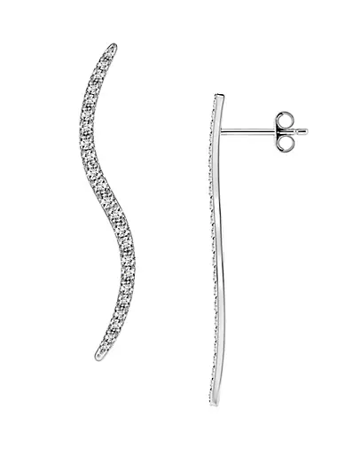 Shangri-La 14K White Gold & Diamond Medium Bruskstroke Drop Earrings