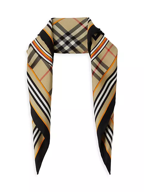 Vintage Check and Logo Print Silk Skinny Scarf in Archive Beige | Burberry®  Official