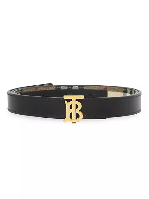 BURBERRY Reversible Check And Leather Belt