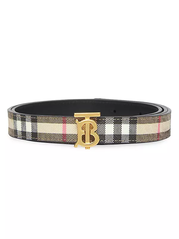 TB Belt in Leather and Check
