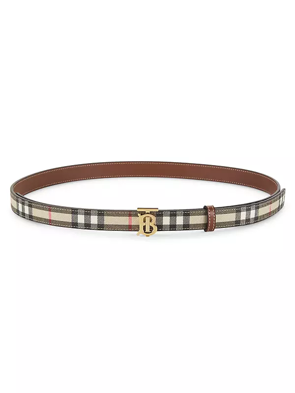 Burberry Check and Leather Reversible TB Belt Size: 95 - ShopStyle