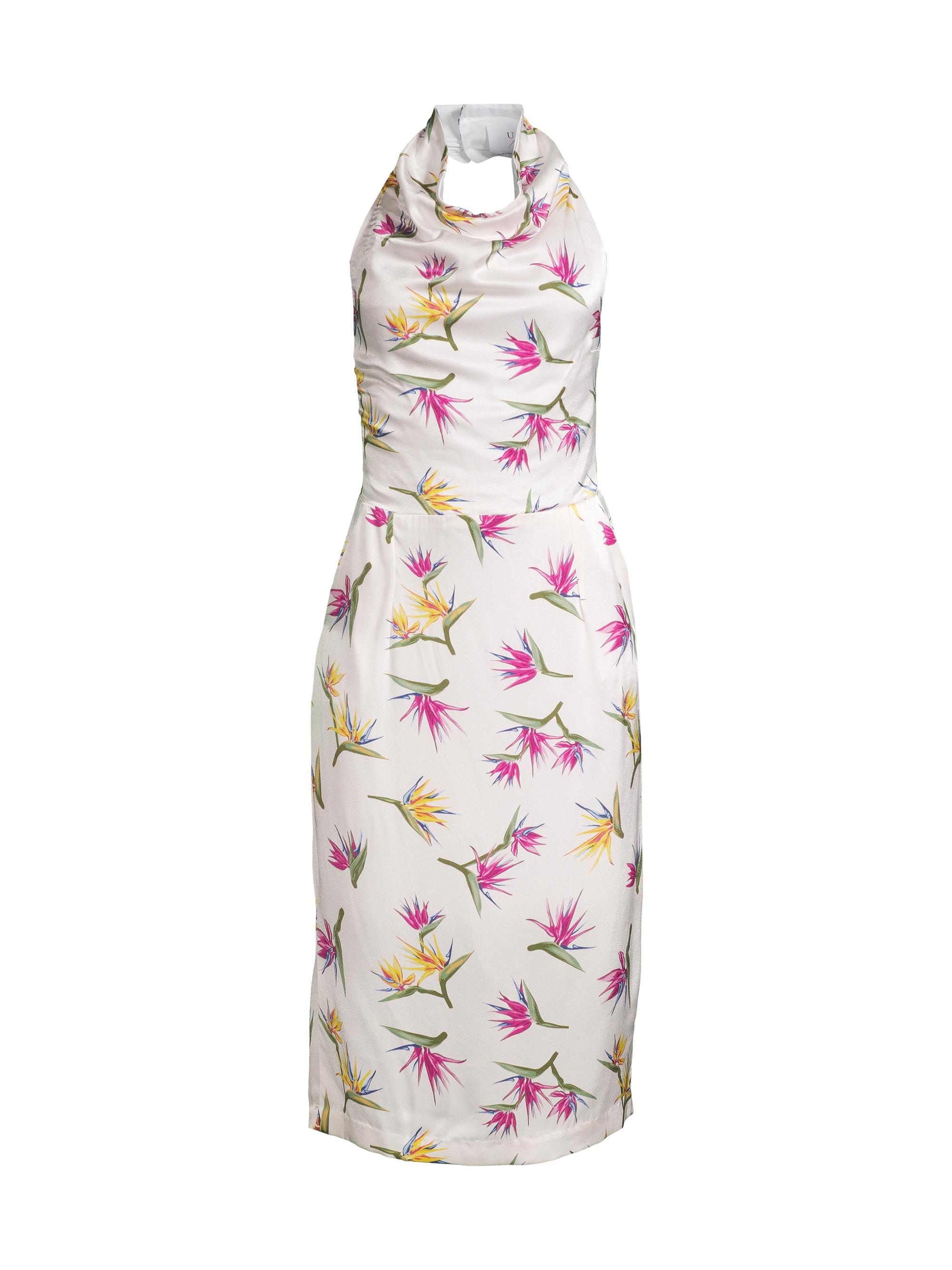 Undra Celeste Women's Bird Of Paradise Halter Dress - White Print