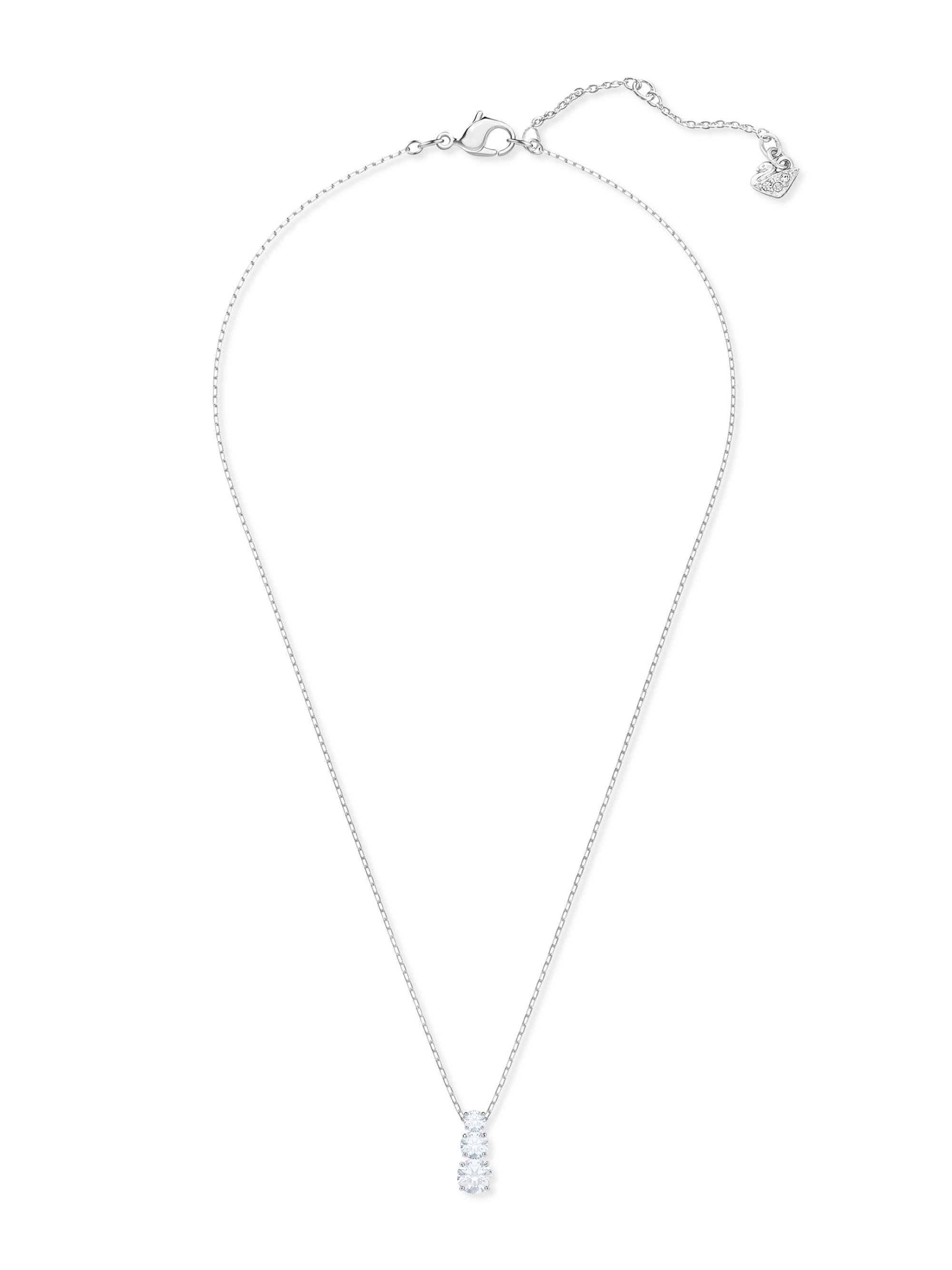 Swarovski Women's Stilla Rhodium-Plated  Crystal Trilogy Pendant Necklace