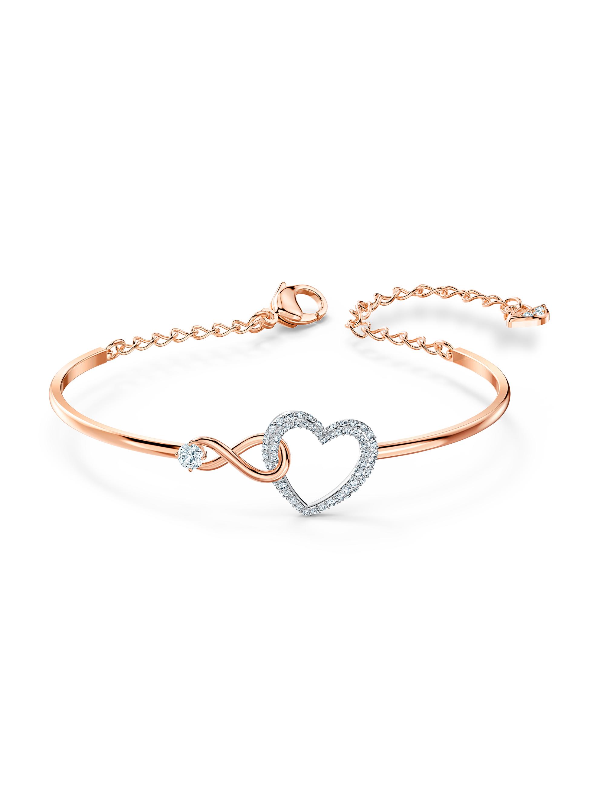 Swarovski Women's Hyperbola Rose Goldplated Crystal Infinity & Heart Bangle