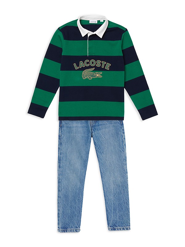 Shop Lacoste Little Boy's & Boy's Heritage Striped Rugby Shop Lacoste Little Boy's & Boy's Heritage Striped Rugby