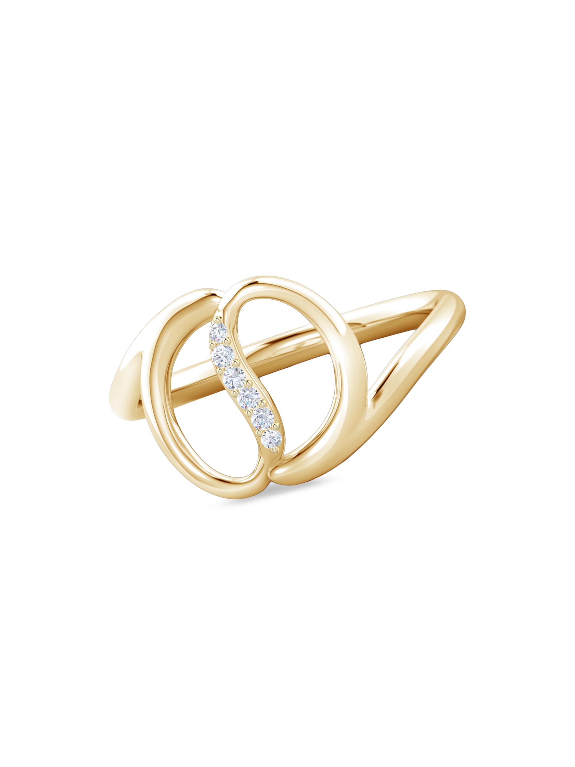 Natori Women's Shangri-La: Yin Yang 14K Gold & Diamond Bypass Ring - Yellow Gold