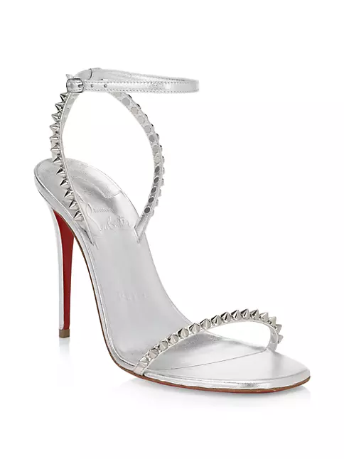 Christian Louboutin Clear Spike Red Sole Ankle-Strap Pumps