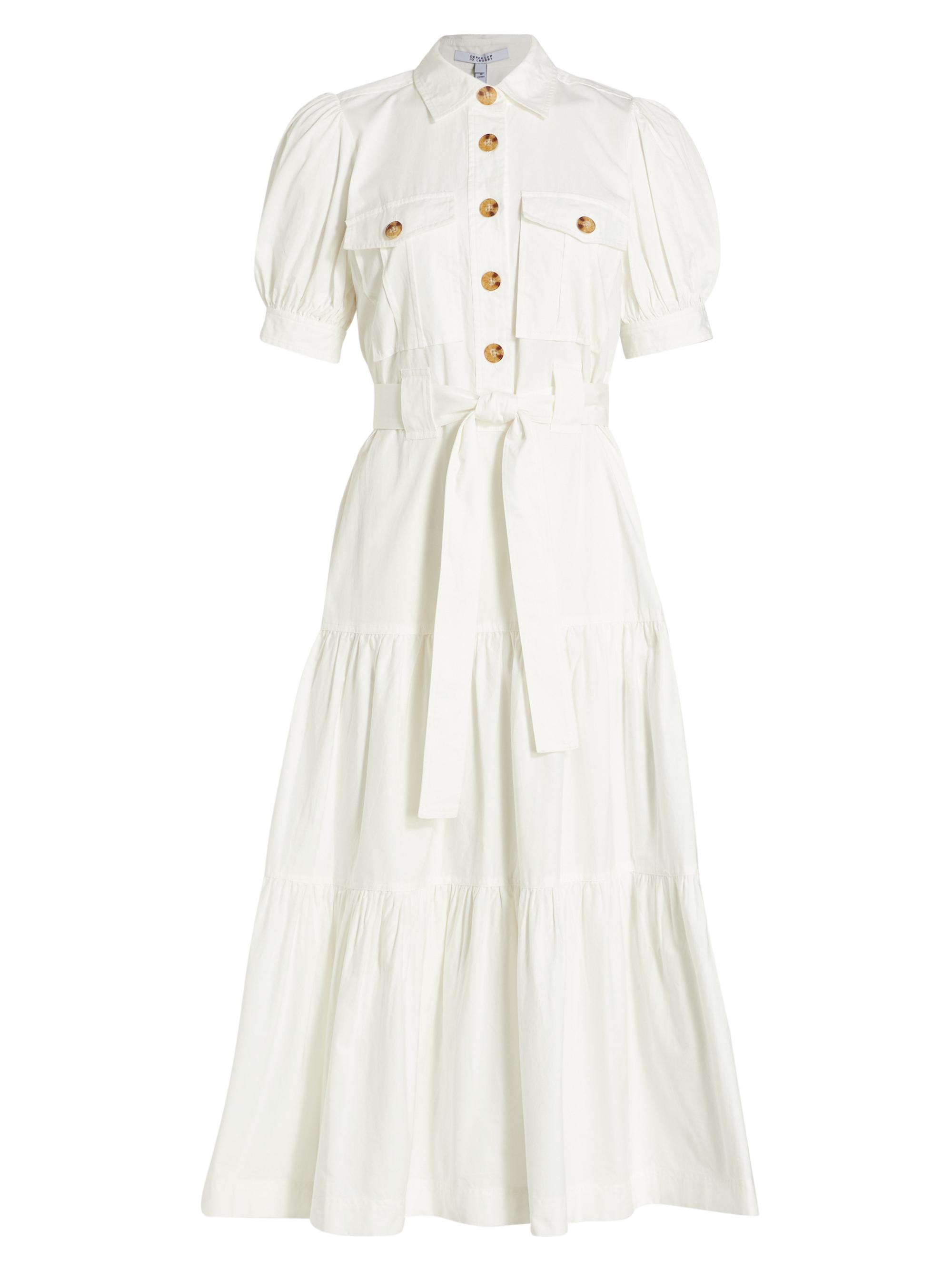 Derek Lam 10 Crosby Women's Buffy Poplin Utility Fit & Flare Midi-Dress - White